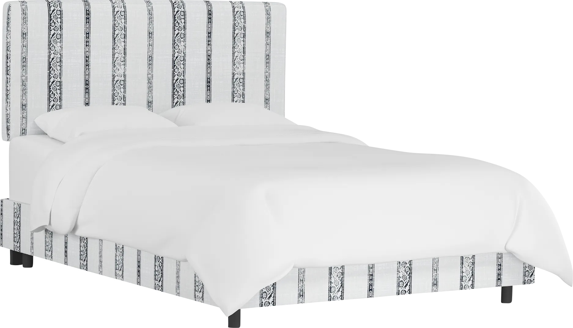 Classical Notes White-Gray Queen Upholstered Bed