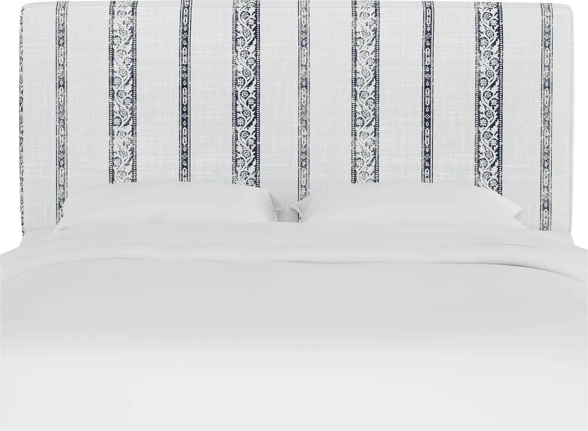 Classical Notes White-Gray Queen Upholstered Headboard