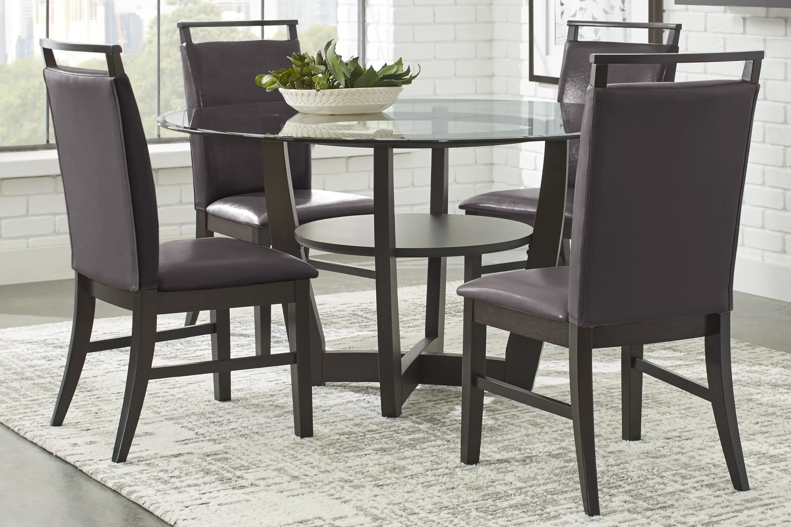 Ciara Espresso 5 Pc 54" Round Dining Set with Brown Chairs