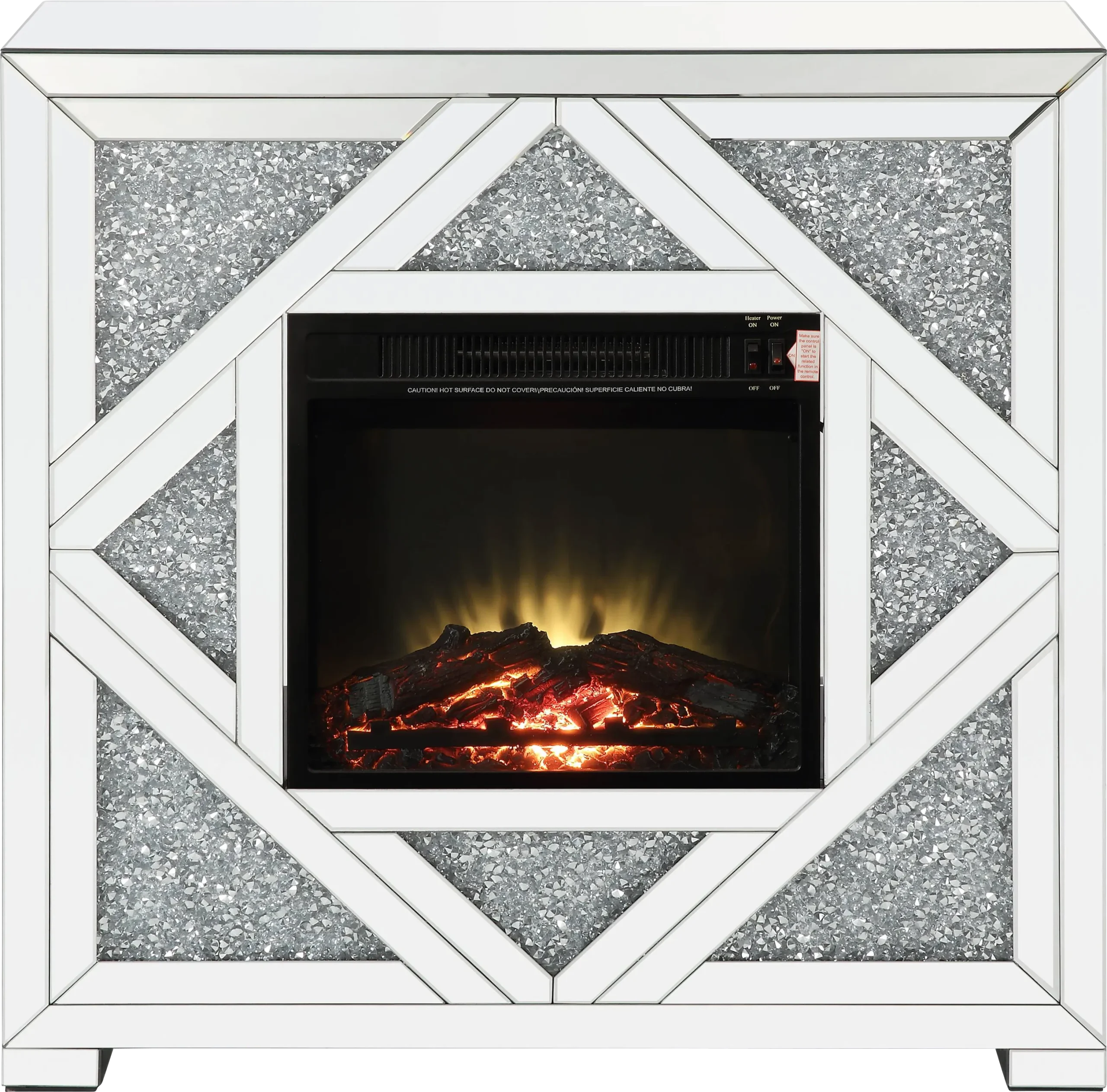 Candleworth Silver 37 in. Console, With Electric Fireplace