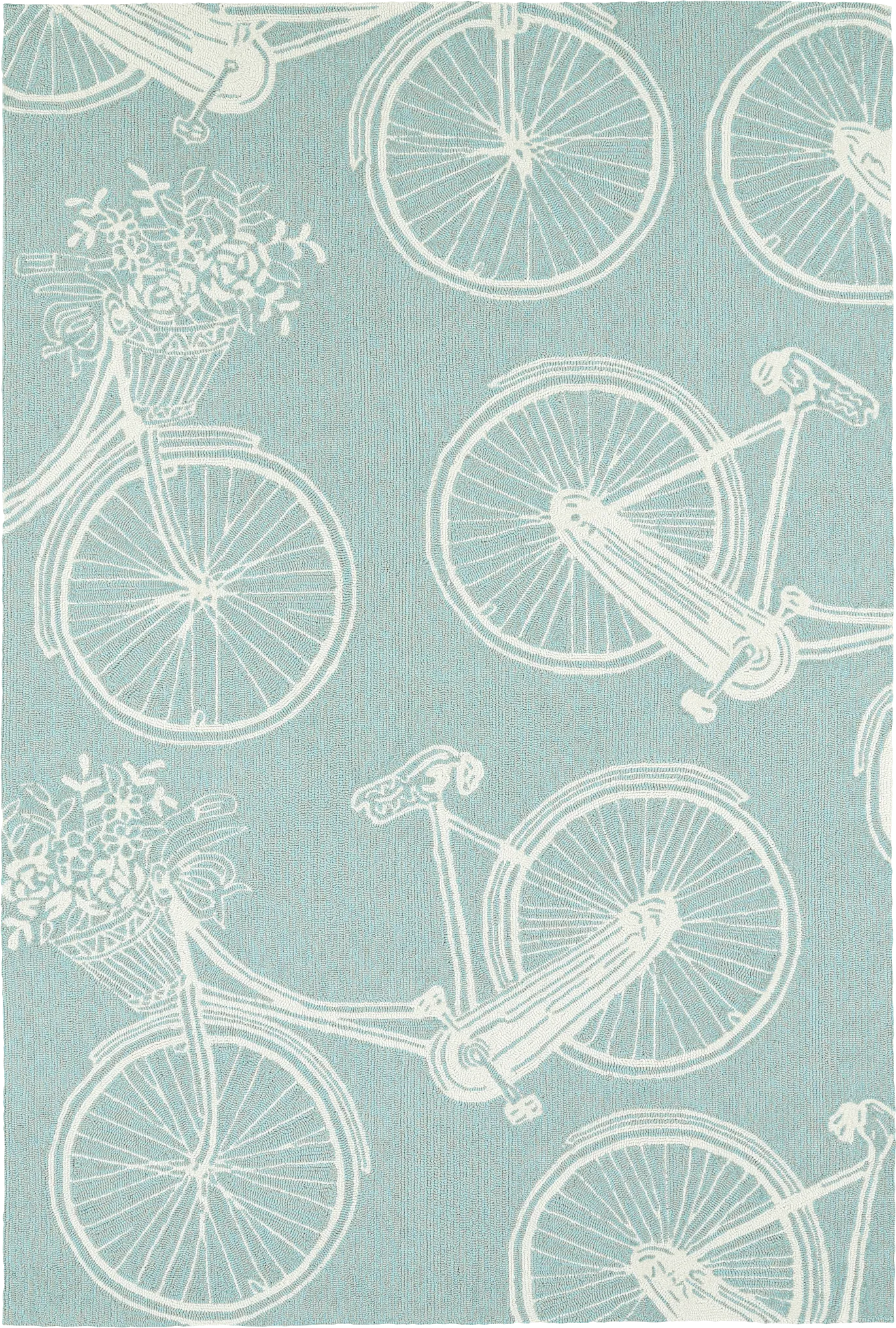 Bicycle Adventure Blue 5' x 7'6 Indoor/Outdoor Rug