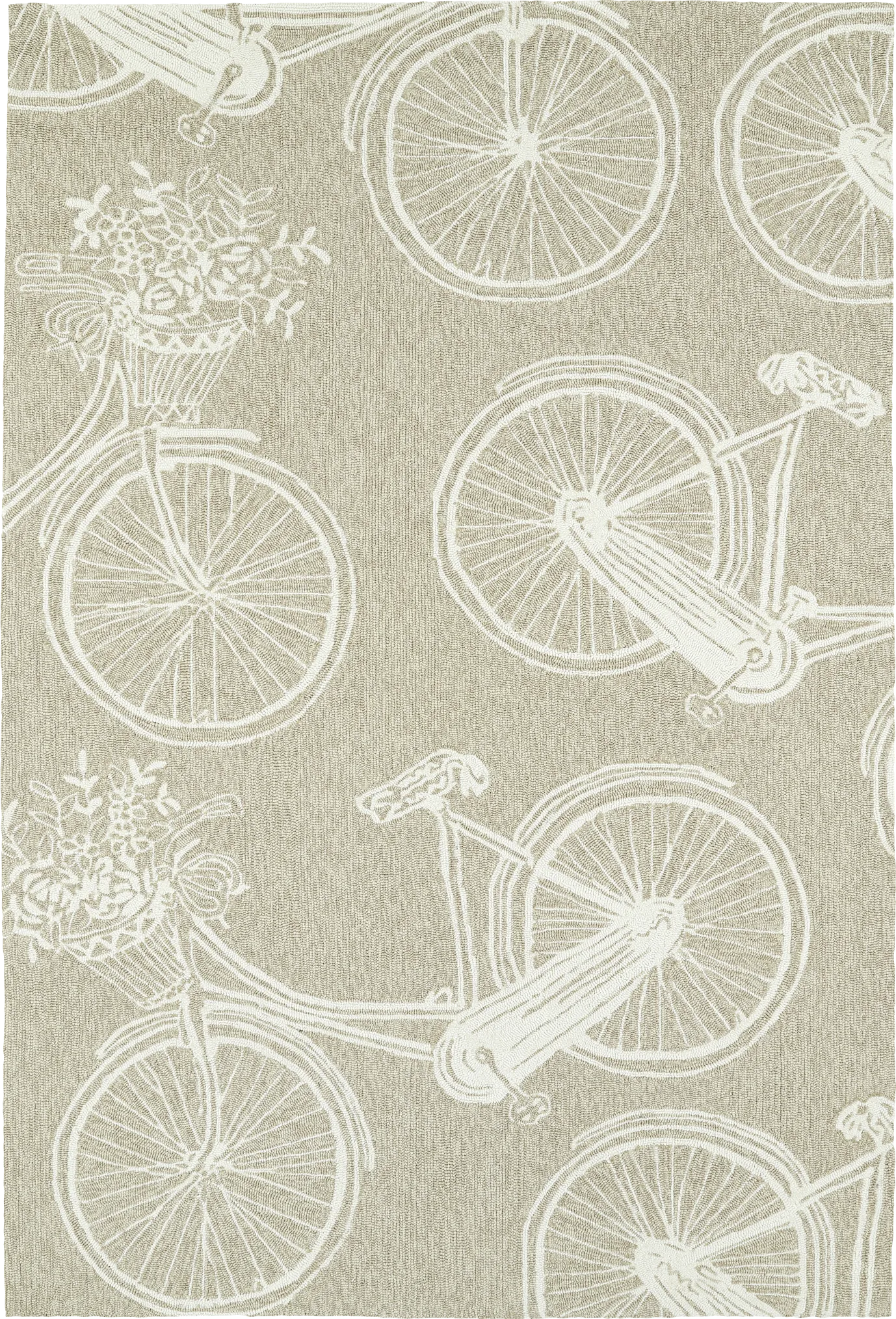Bicycle Adventure Brown 5' x 7'6 Indoor/Outdoor Rug