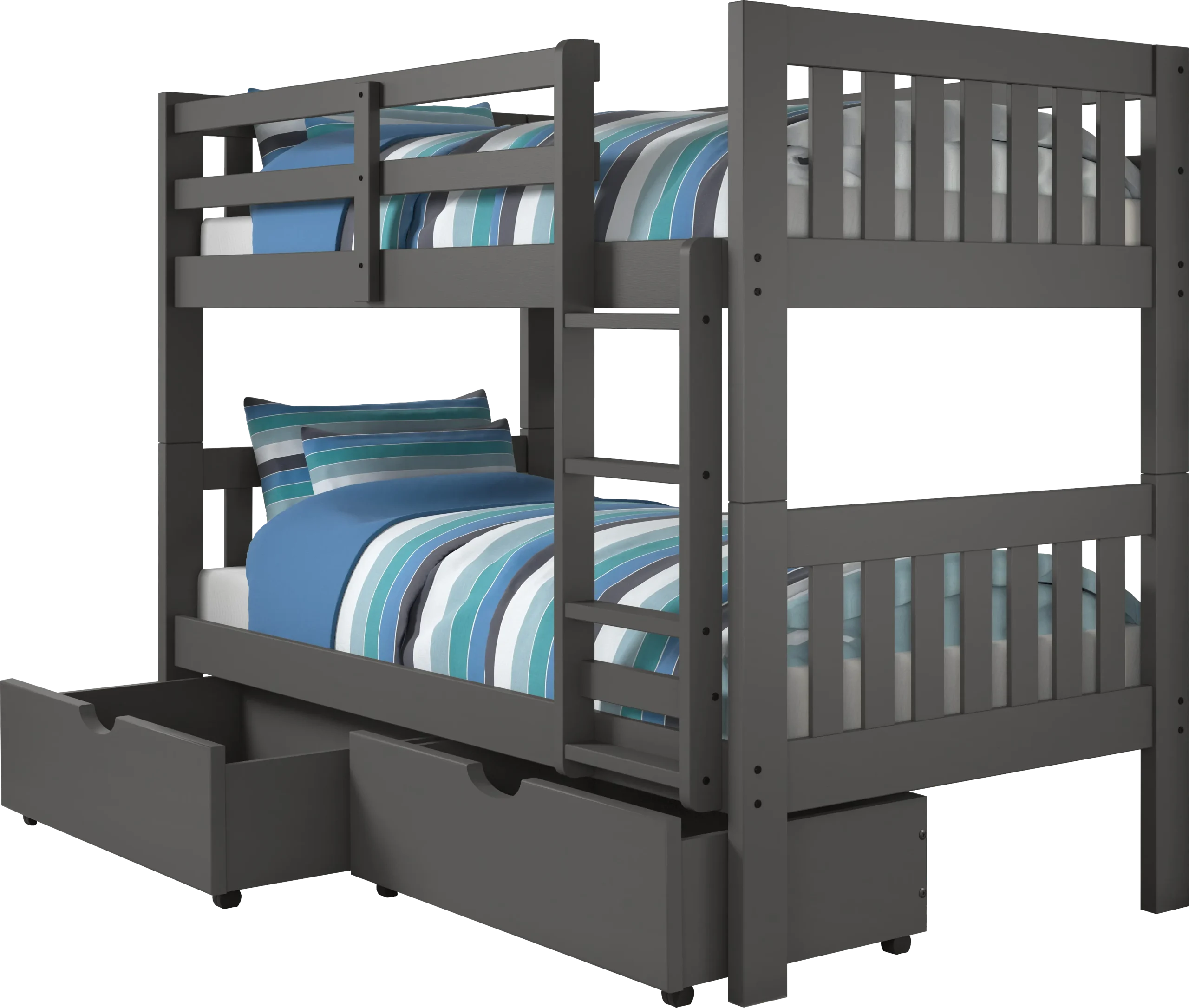 Dashill Gray Twin/Twin Bunk Bed with Storage Drawers