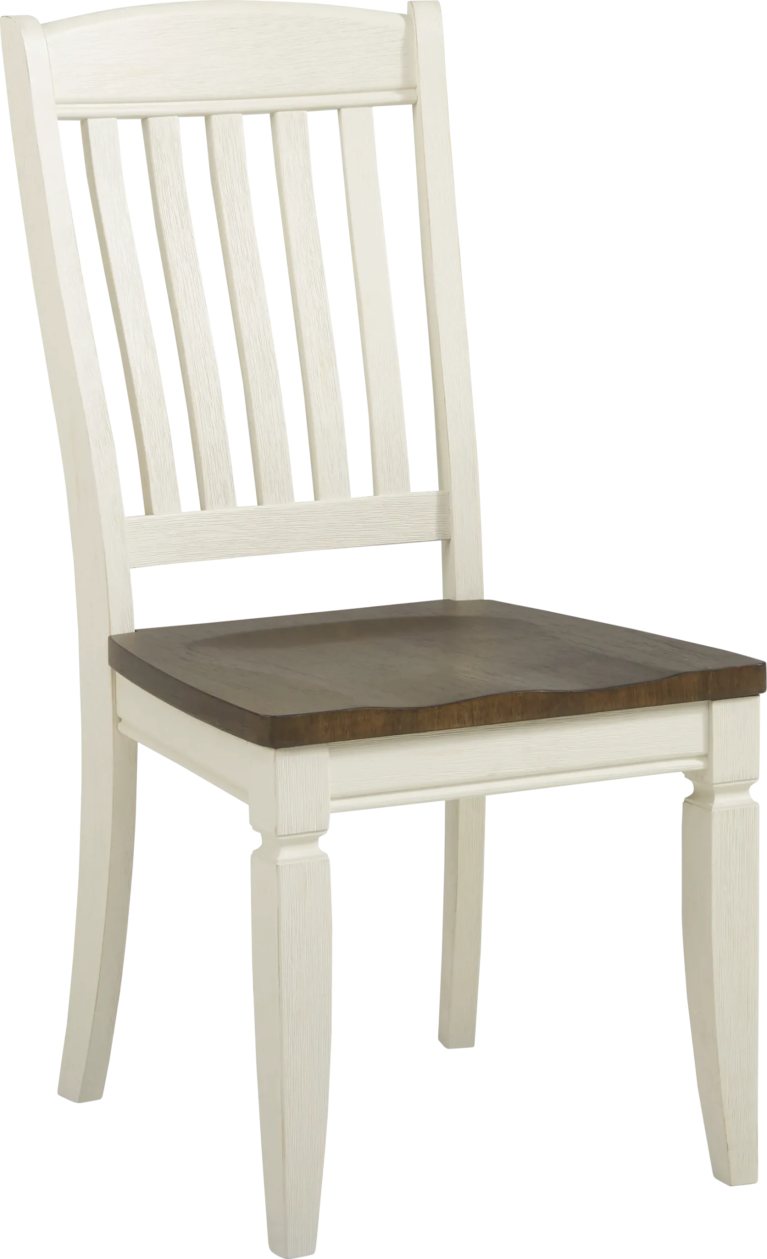 Country Lane Antique White Slat Back Side Chair