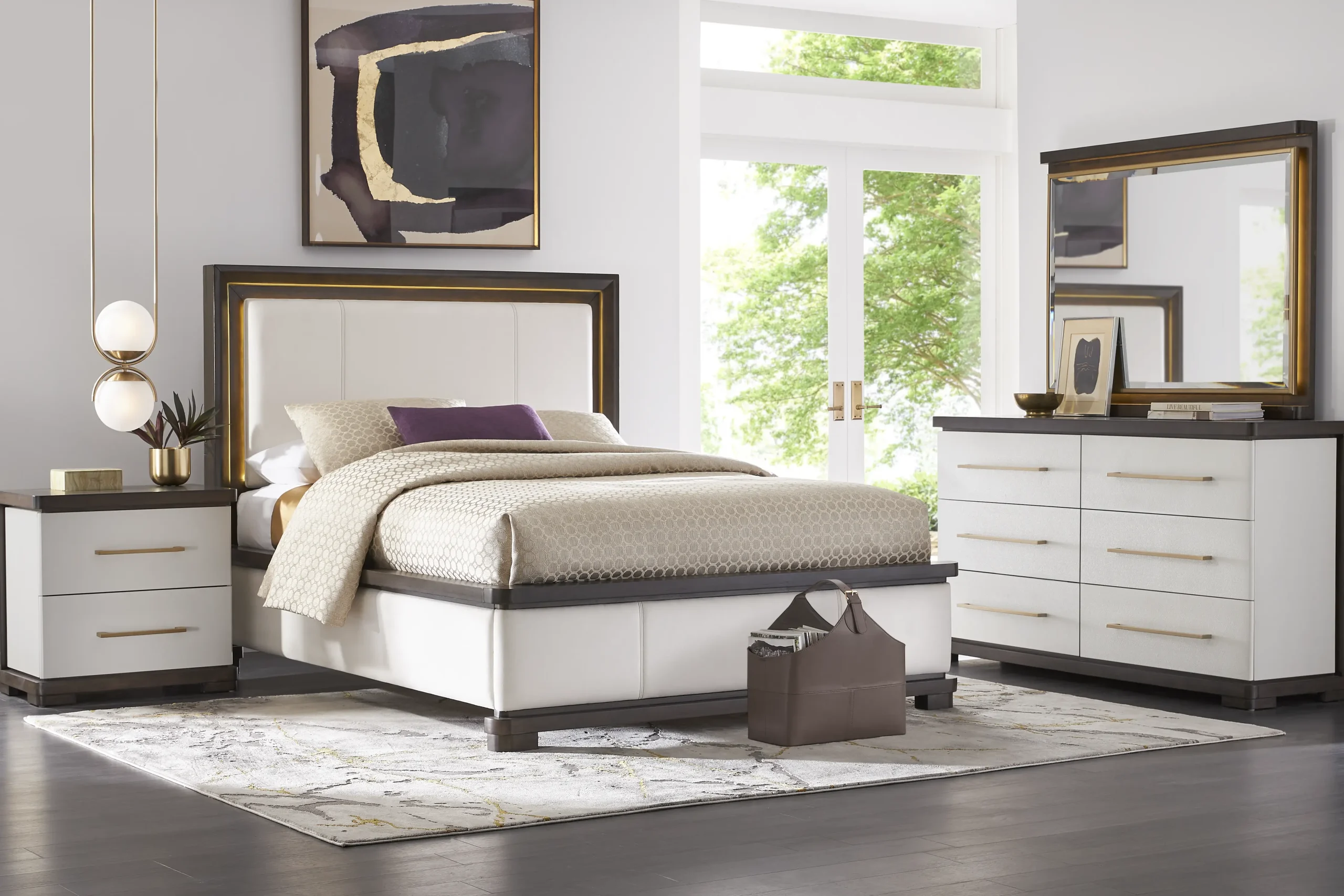 Elko Falls White 7 Pc King Upholstered Bedroom