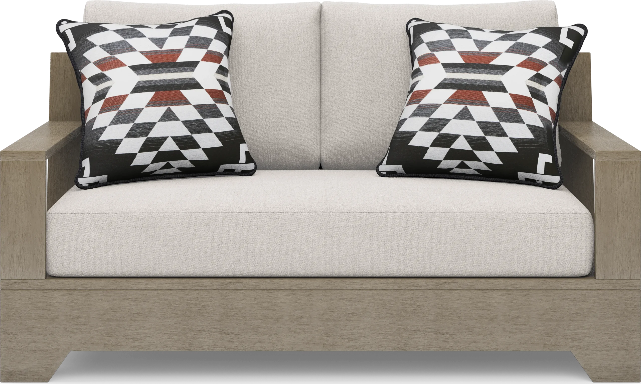 Lake Tahoe Gray Outdoor Loveseat with Seagull Cushions