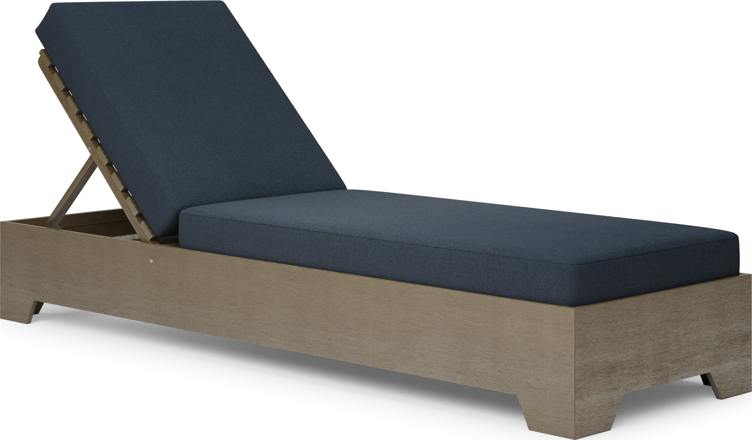 Lake Tahoe Gray Outdoor Chaise with Indigo Cushions