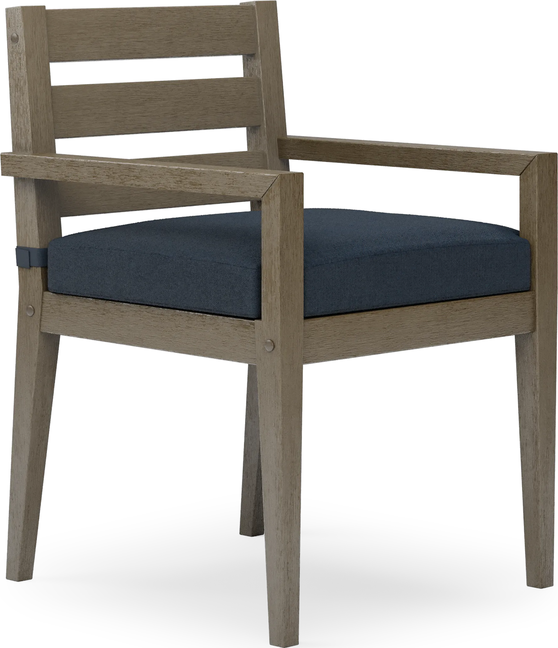 Lake Tahoe Gray Outdoor Arm Chair with Indigo Cushion