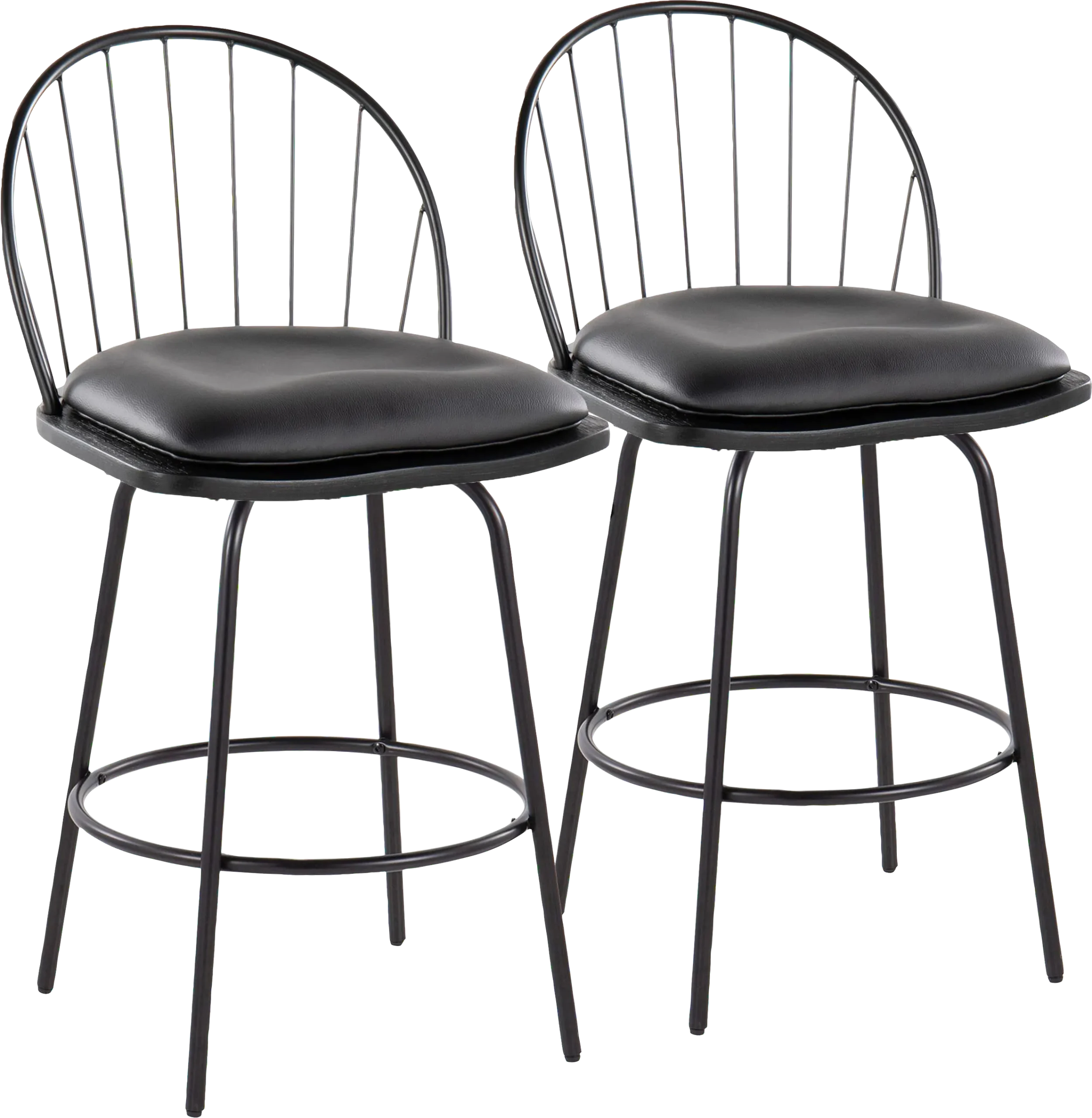 Charlias VI Black Swivel Counter Height Stool, Set of 2