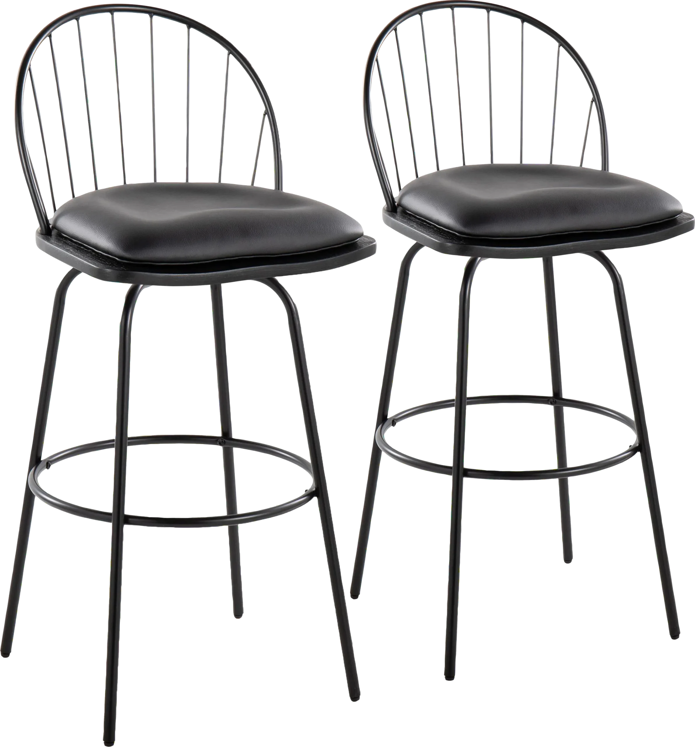 Charlias VI Black Swivel Barstool, Set of 2