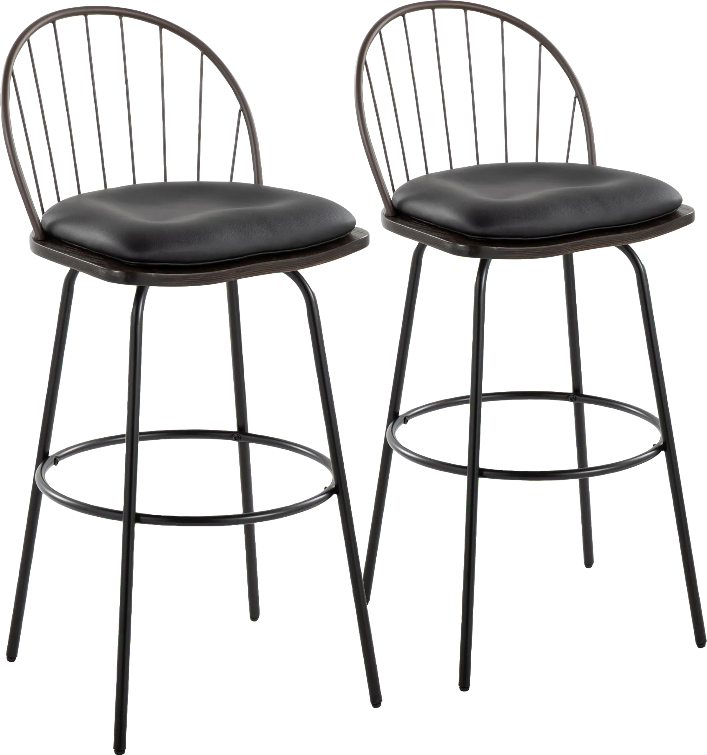 Charlias VII Black Swivel Barstool, Set of 2
