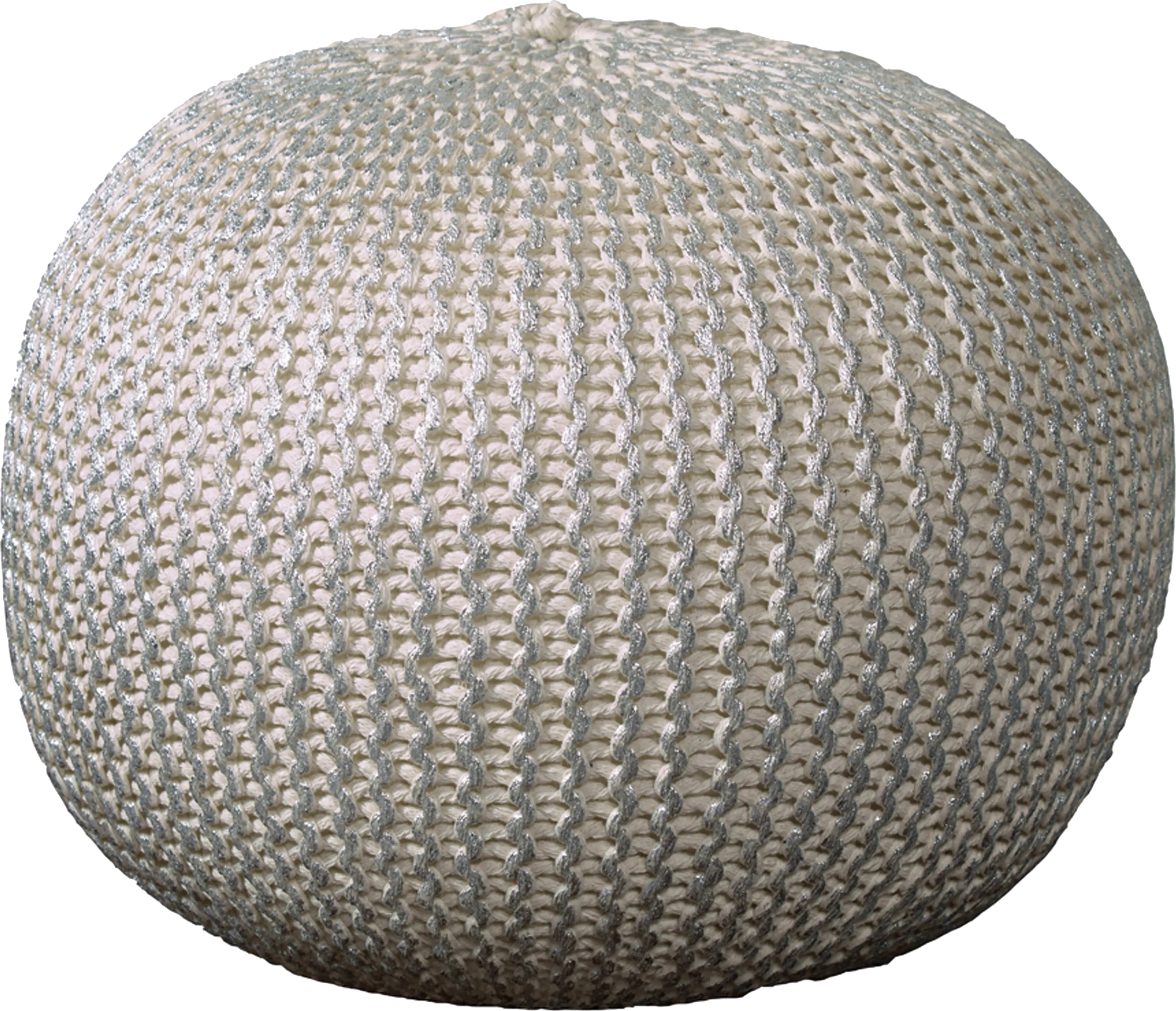 Elodret Ivory/Silver Pouf