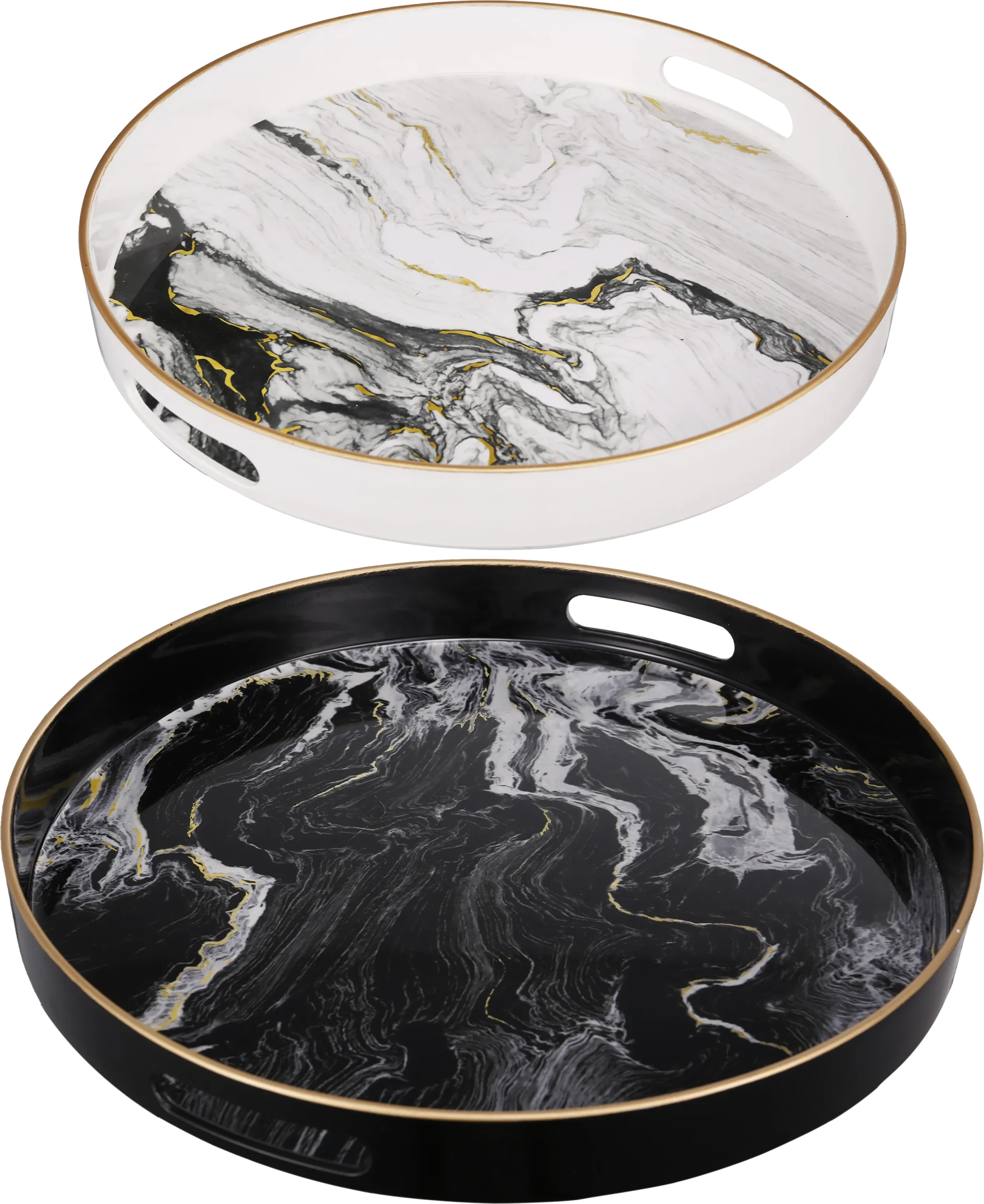 Chales Black/White Tray, Set of 2