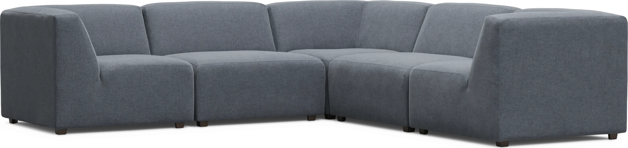 Calay 5 Pc Outdoor Sectional with Denim Slipcovers