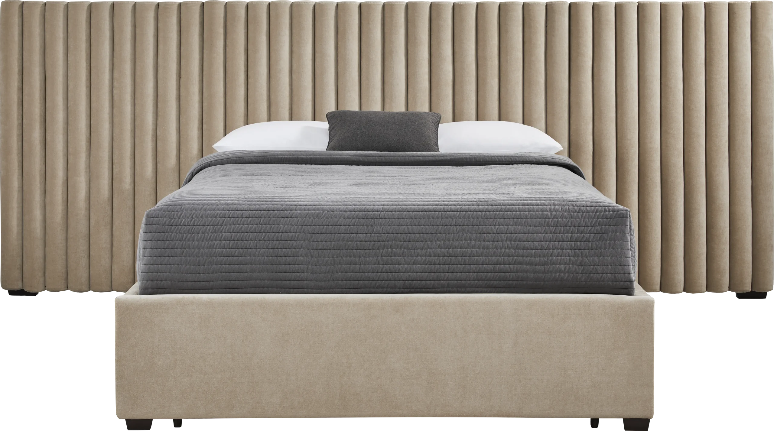 Belvedere Beige 4 Pc Queen Upholstered Storage Wall Bed