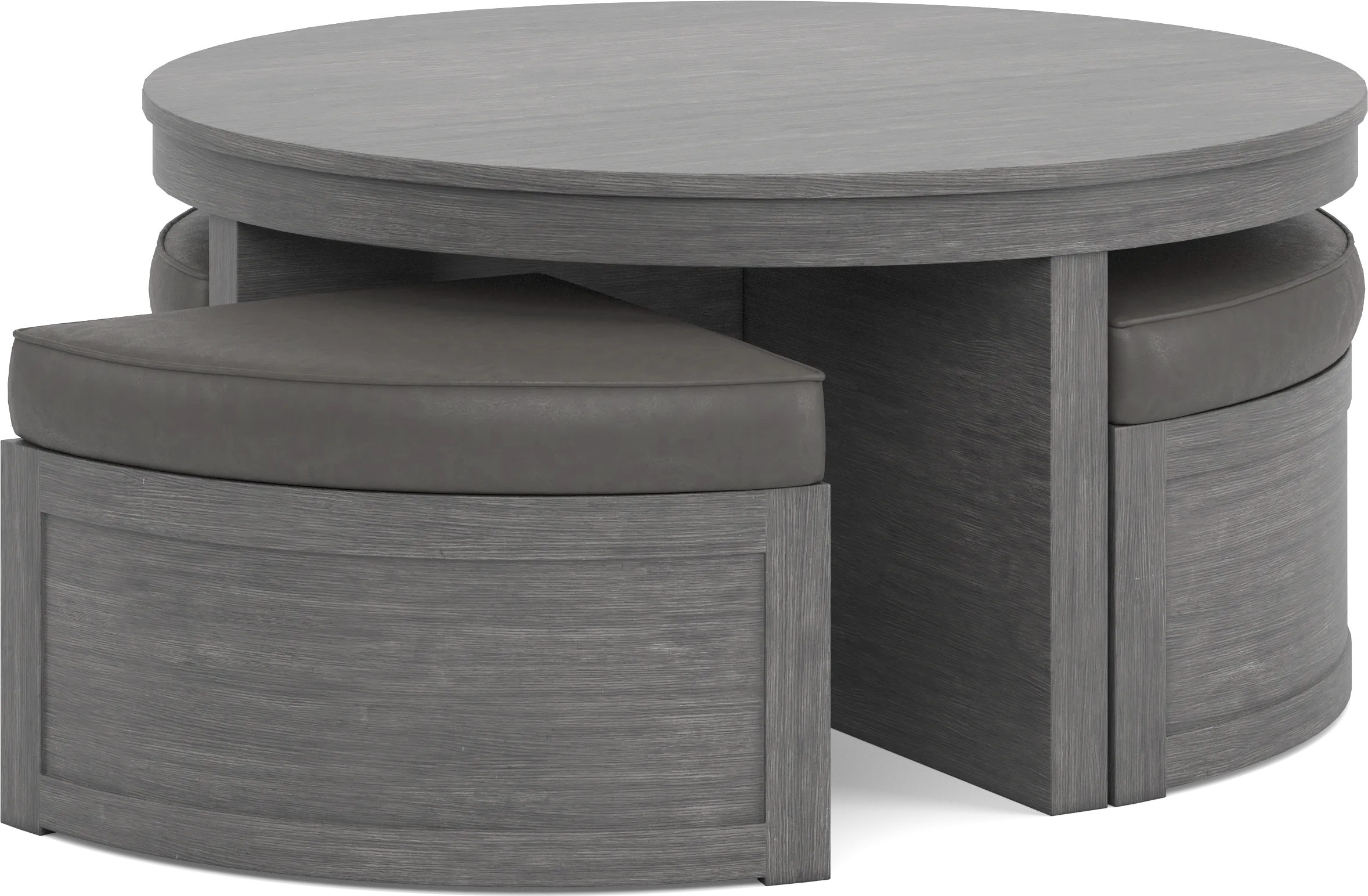 Darien Gray Cocktail Table with Storage Ottomans