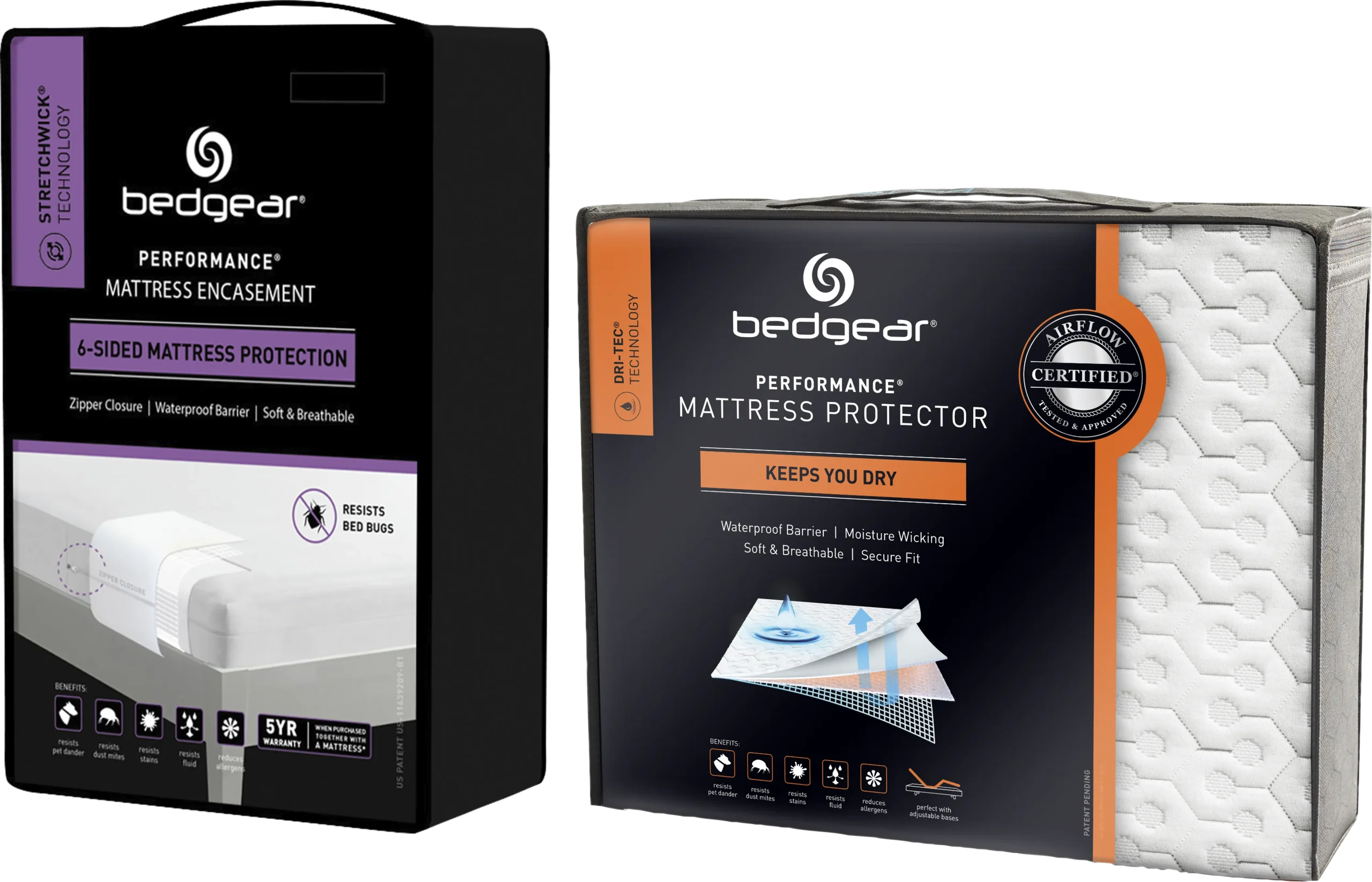 Bedgear StretchWick MattresSkin California King Mattress Encasement and Dri-Tec Protector Bundle