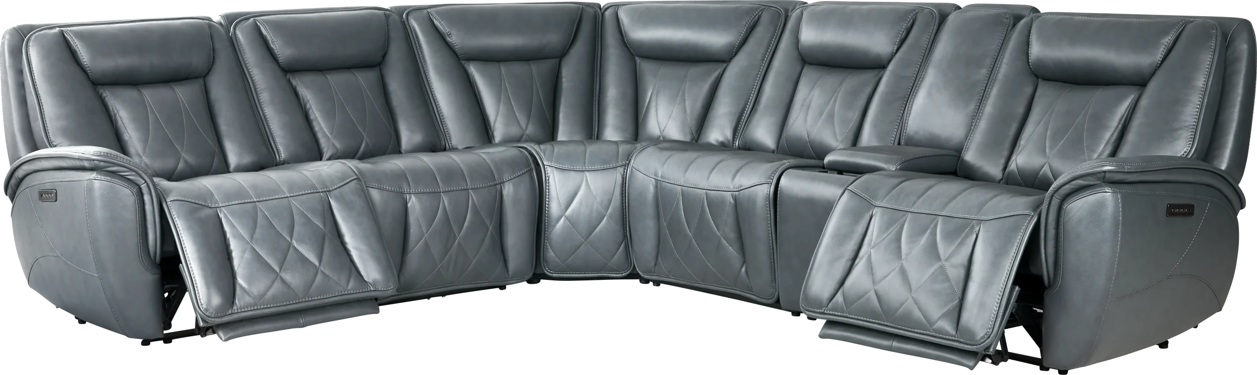 Dalton Leather 6 Pc Triple Power Reclining Sectional