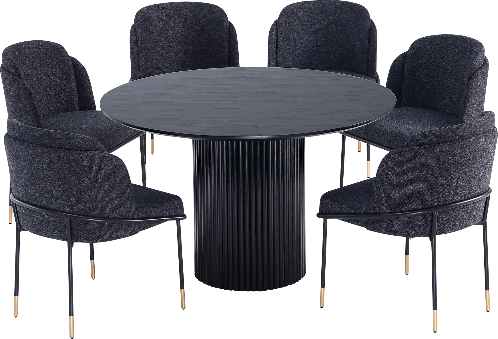 Bermuda Black and Black 7 Pc Dining Table Set