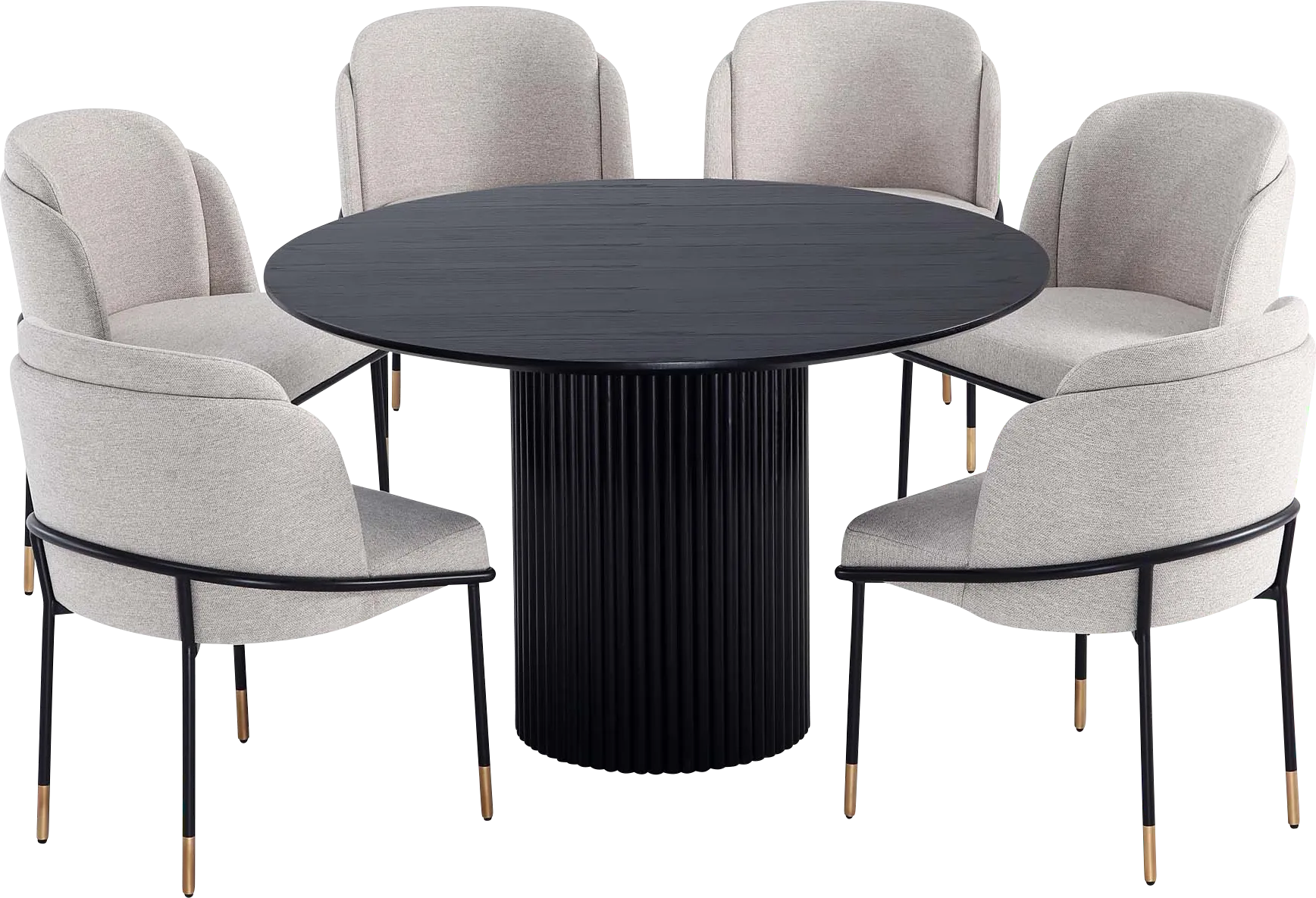 Bermuda Black and Beige 7 Pc Dining Table Set