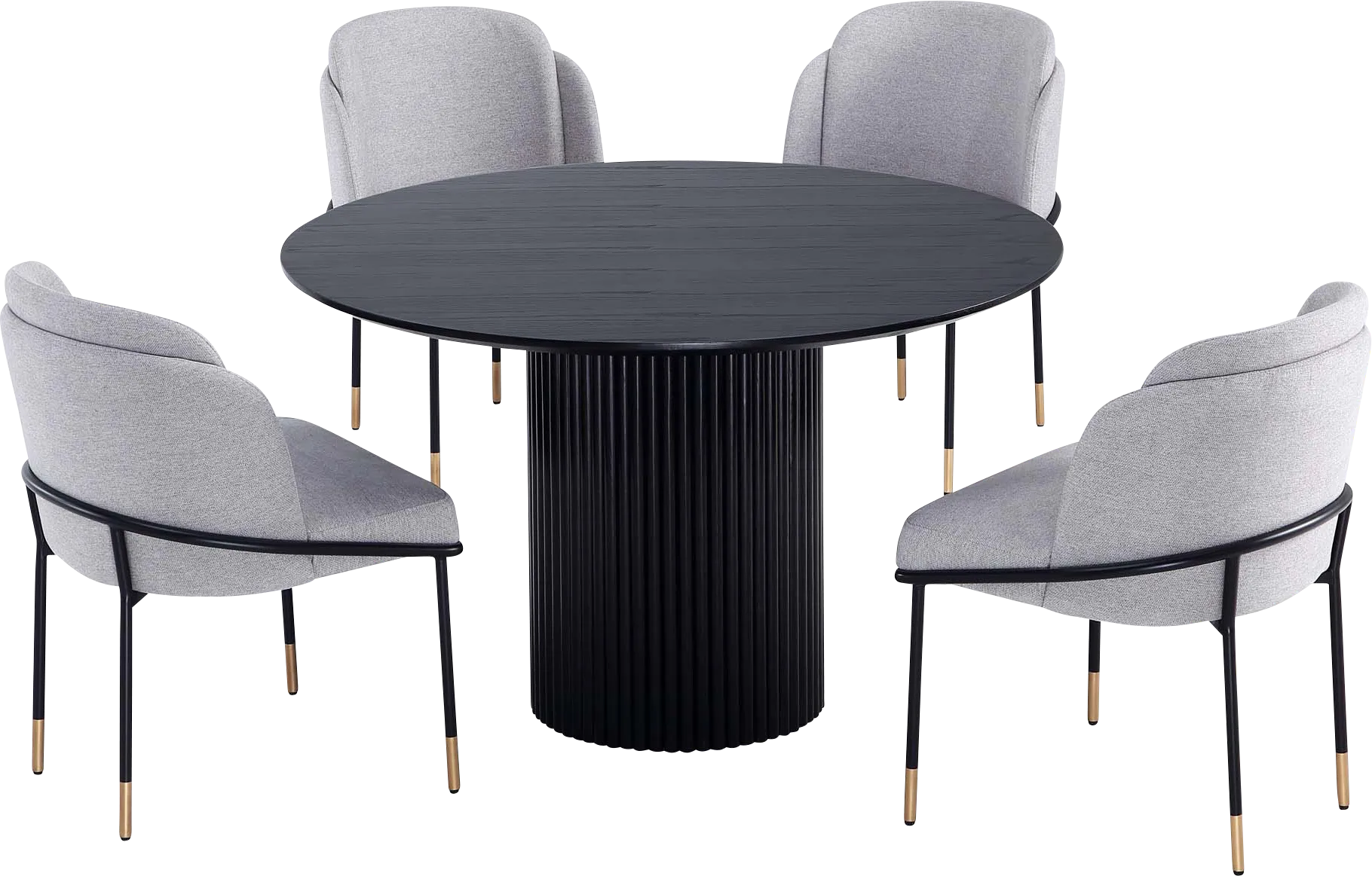 Bermunda Black and Gray 5 Pc Dining Table Set
