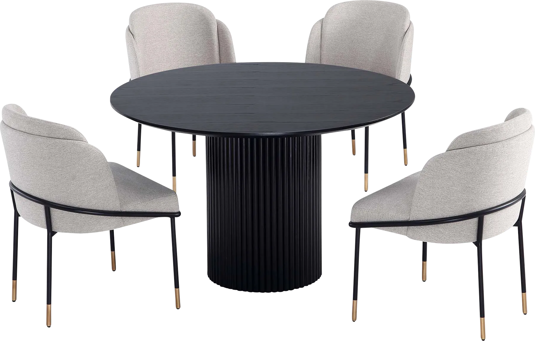 Bermunda Black and Beige 5 Pc Dining Table Set