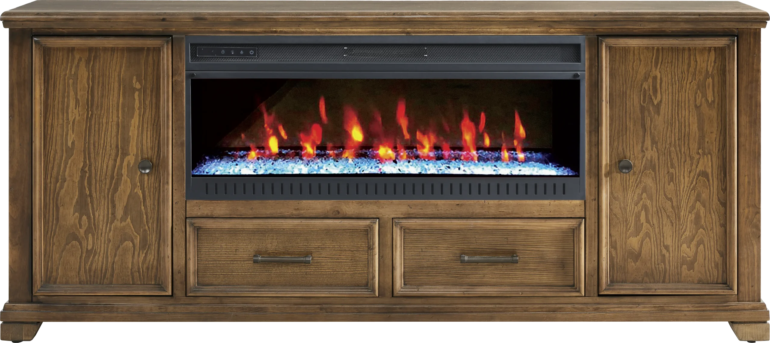 Canyon River Saddle 81 in. Console with Electric Fireplace