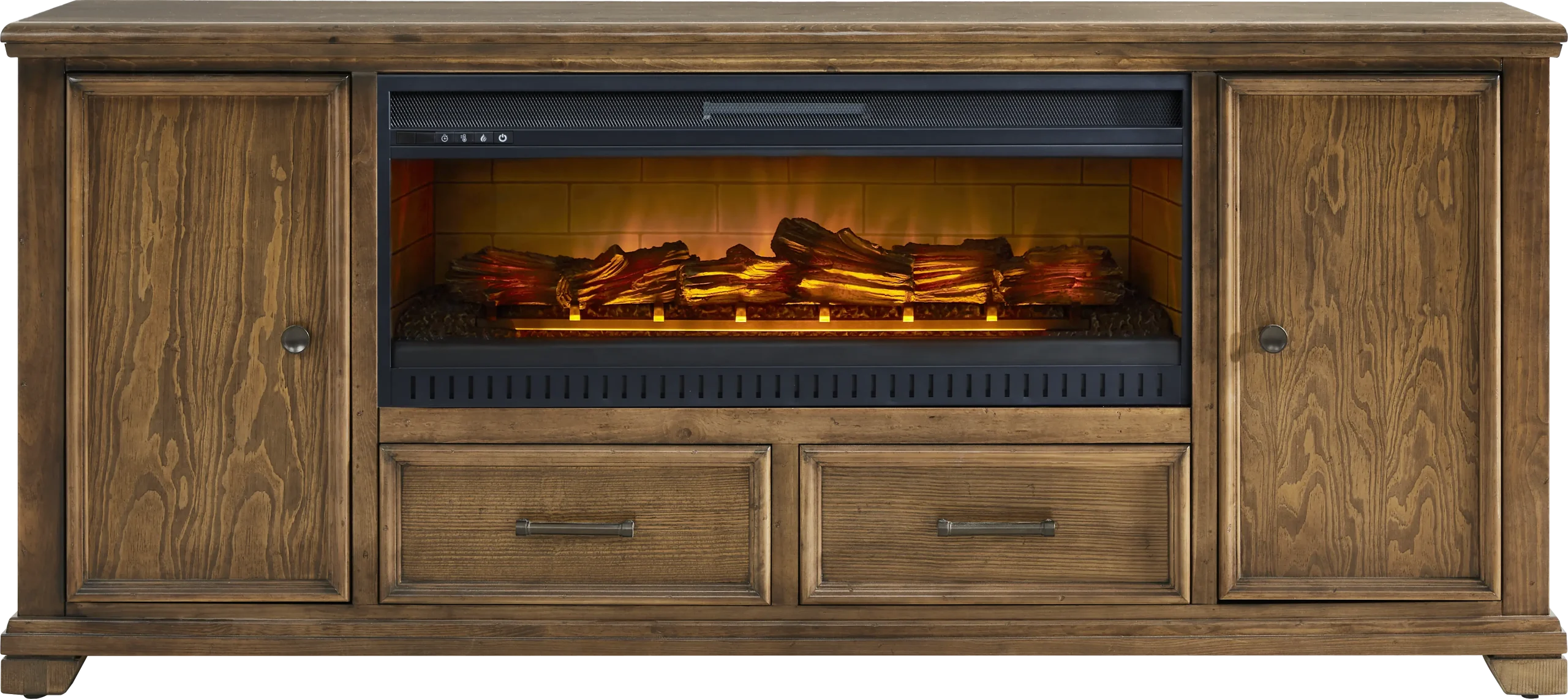 Canyon River Saddle 81 in. Console with Electric Log Fireplace