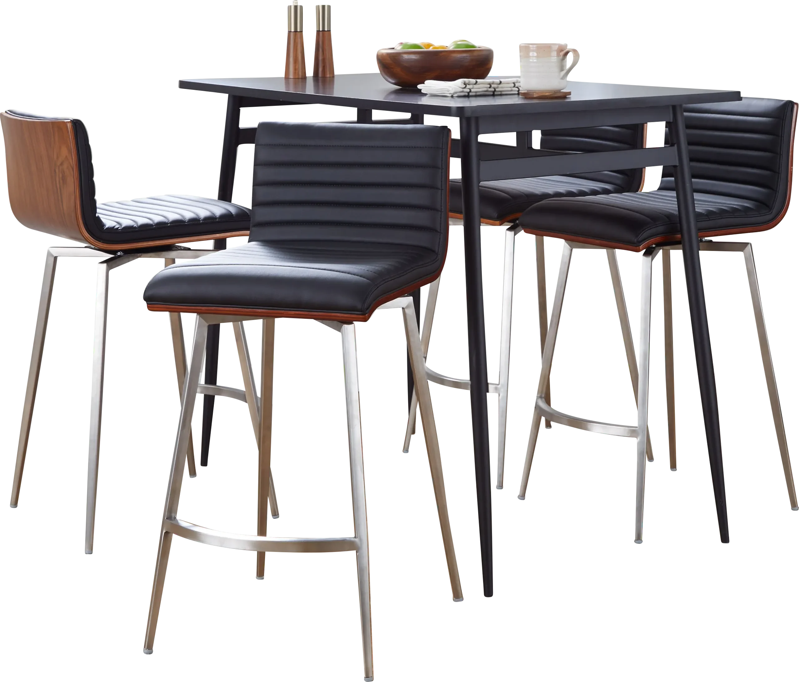 Dayze I Black Swivel 5 Pc Counter Height Dining Set