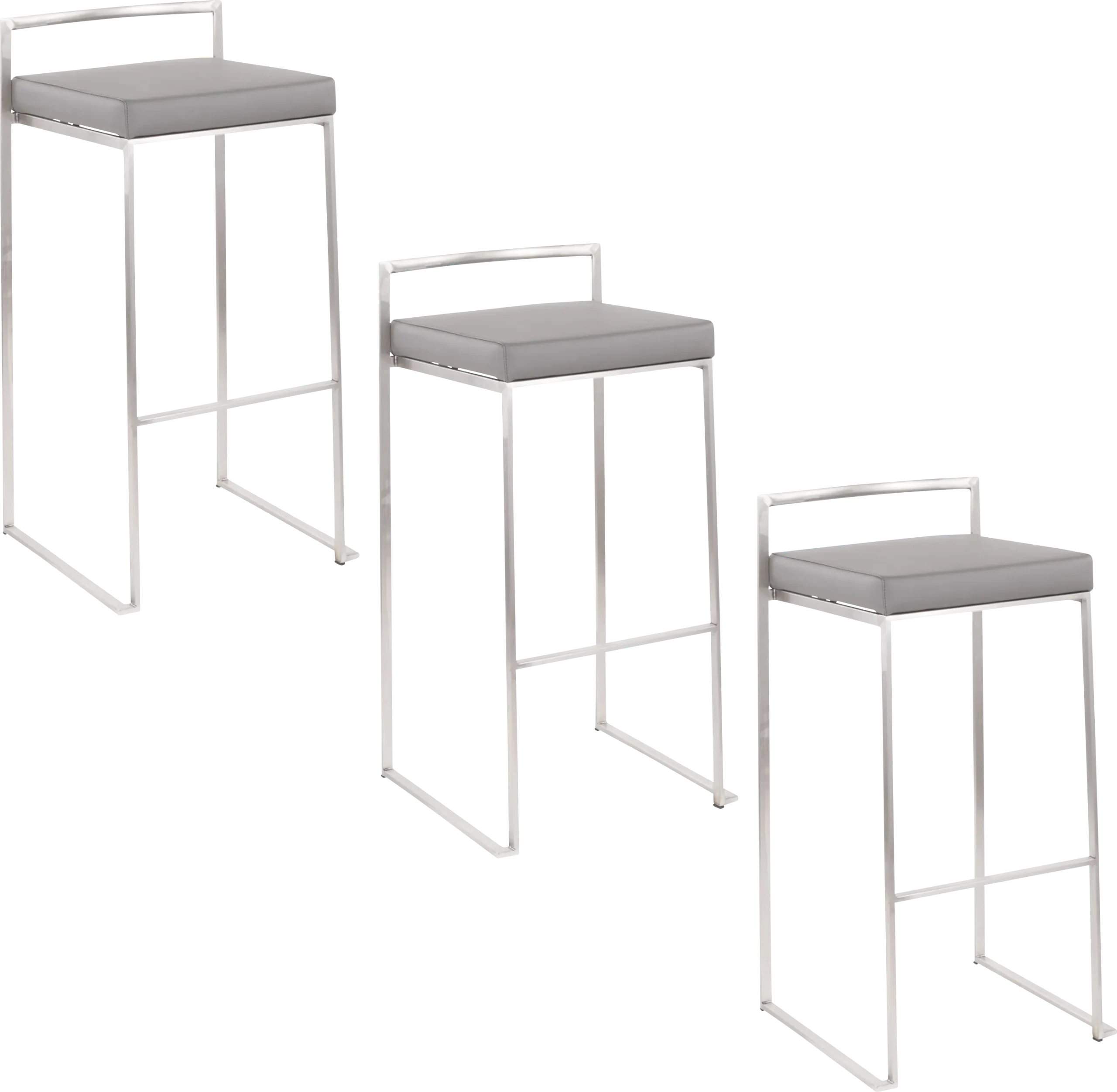 Birdlake IV Gray Barstool, Set of 3