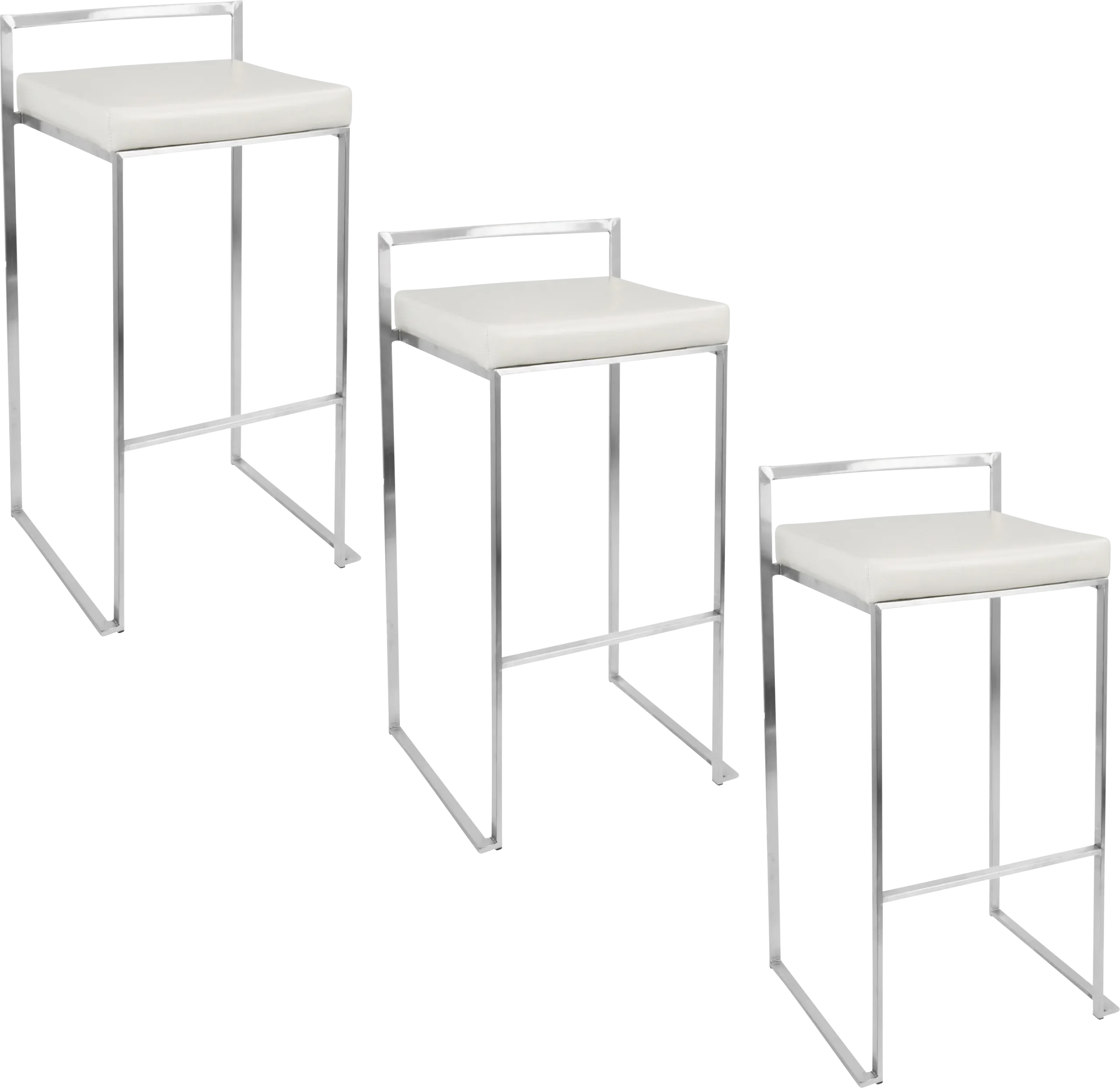 Birdlake IV White Barstool, Set of 3