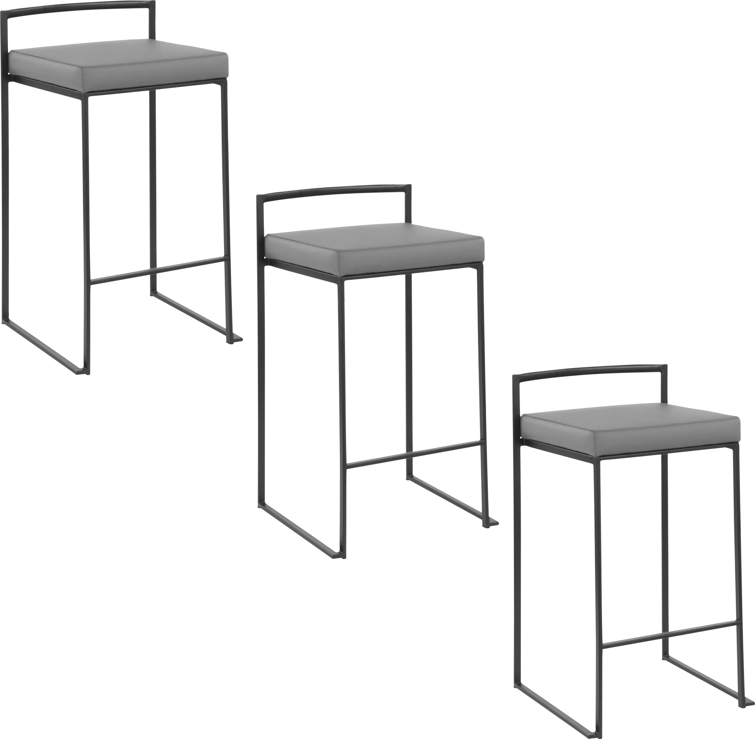 Birdlake III Gray Counter Height Stool, Set of 3