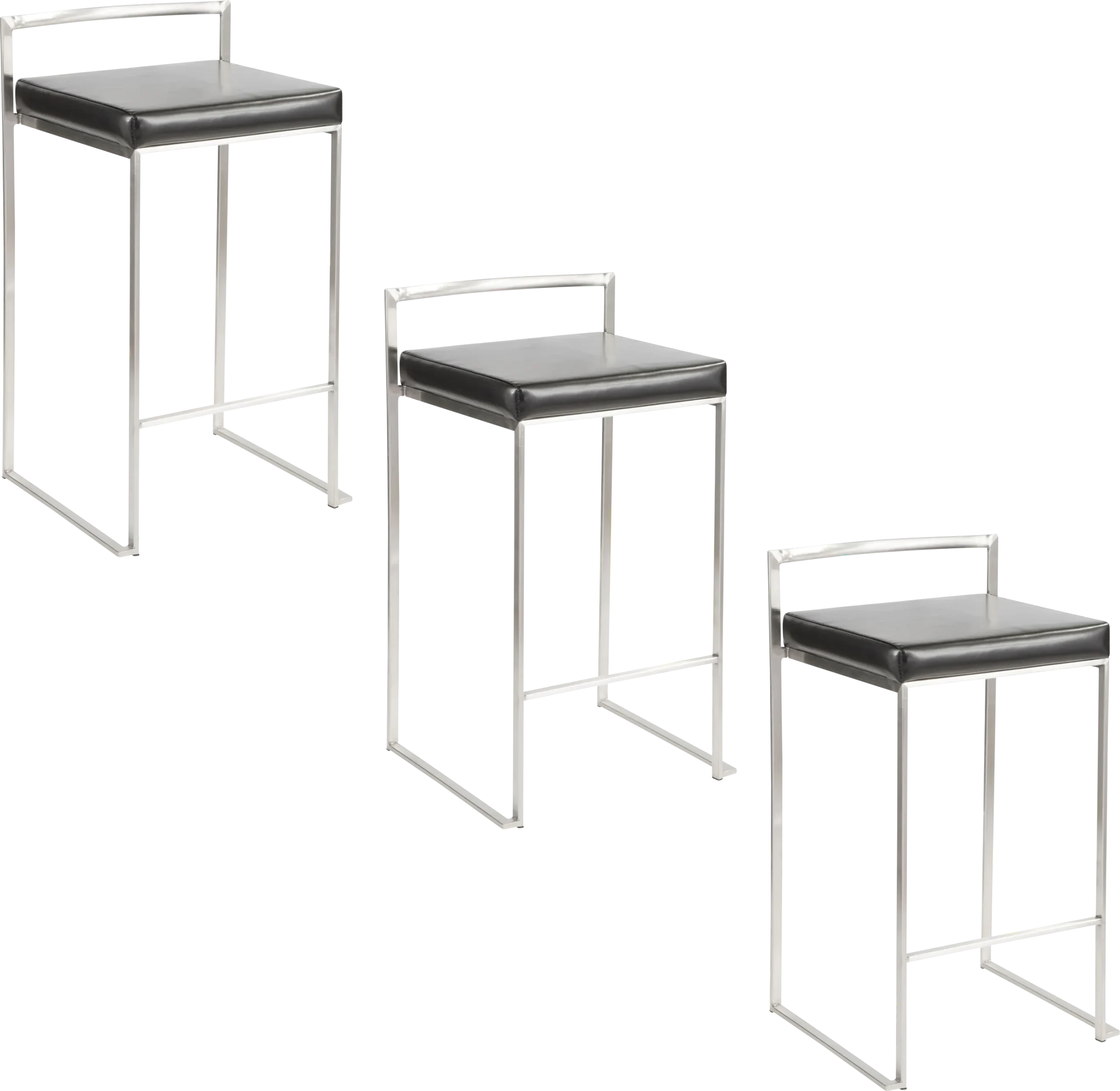 Birdlake IV Black Counter Height Stool, Set of 3