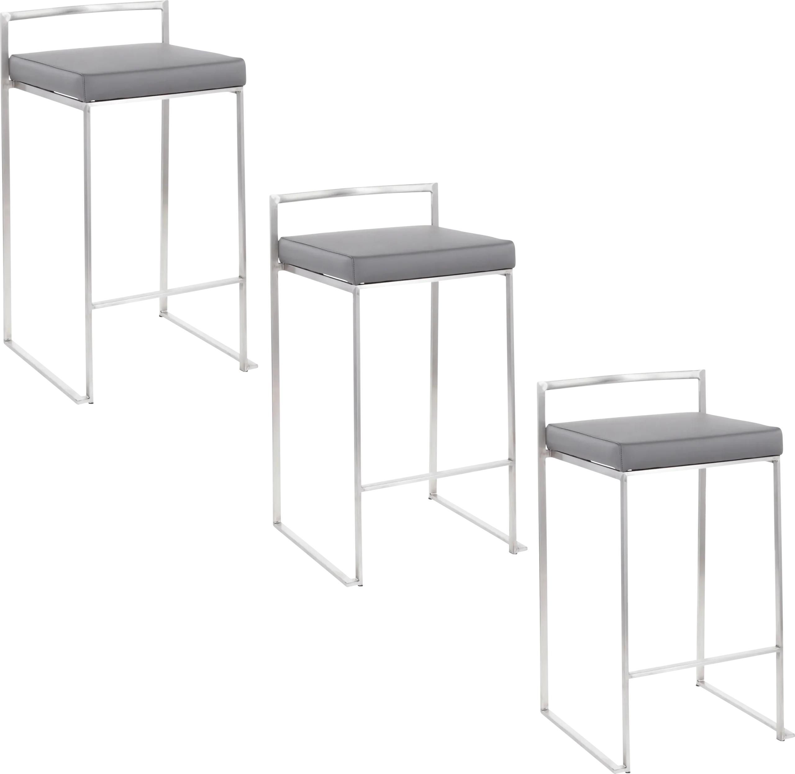 Birdlake IV Gray Counter Height Stool, Set of 3