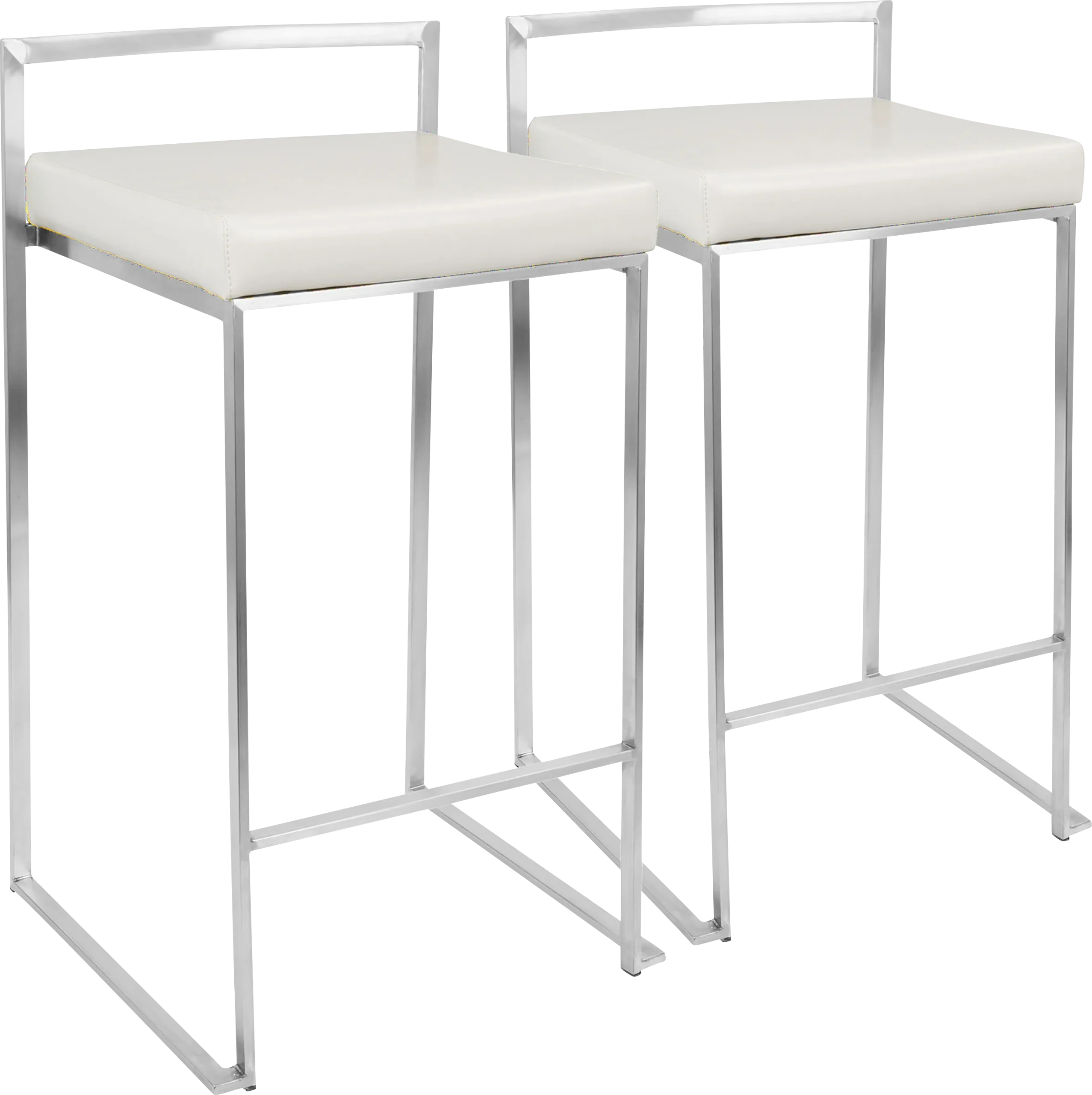 Birdlake IV White Counter Height Stool, Set of 2