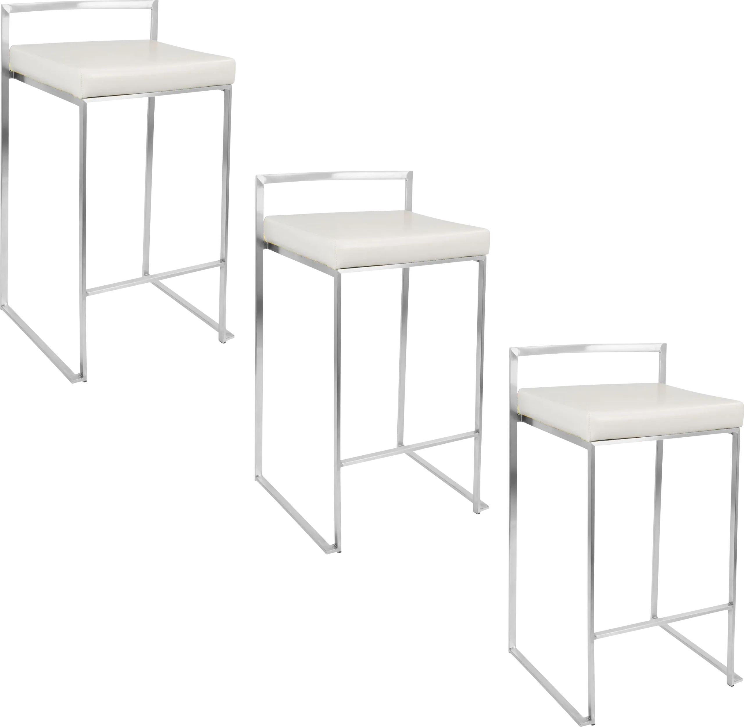 Birdlake IV White Counter Height Stool, Set of 3
