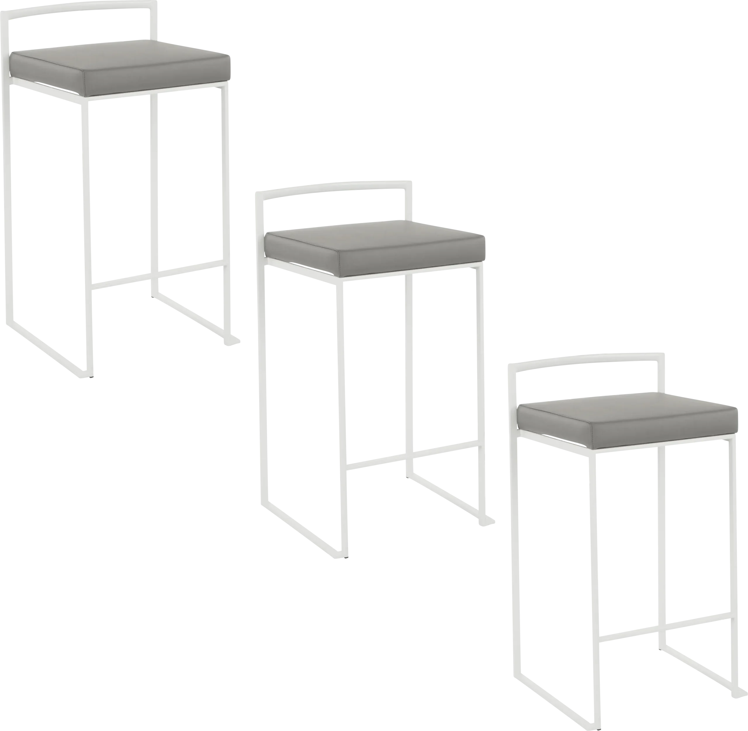 Birdlake V Gray Counter Height Stool, Set of 3
