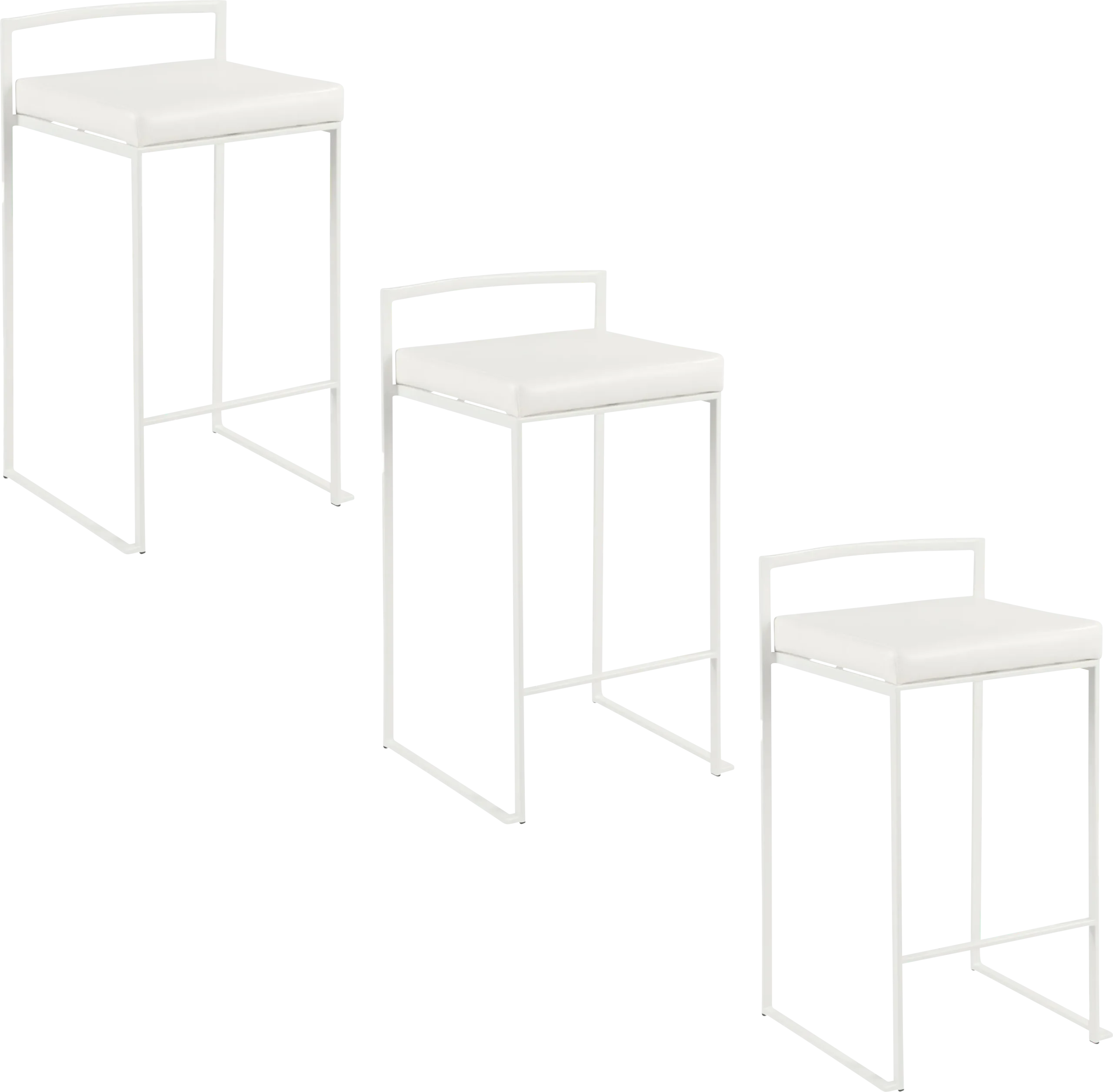 Birdlake V White Counter Height Stool, Set of 3