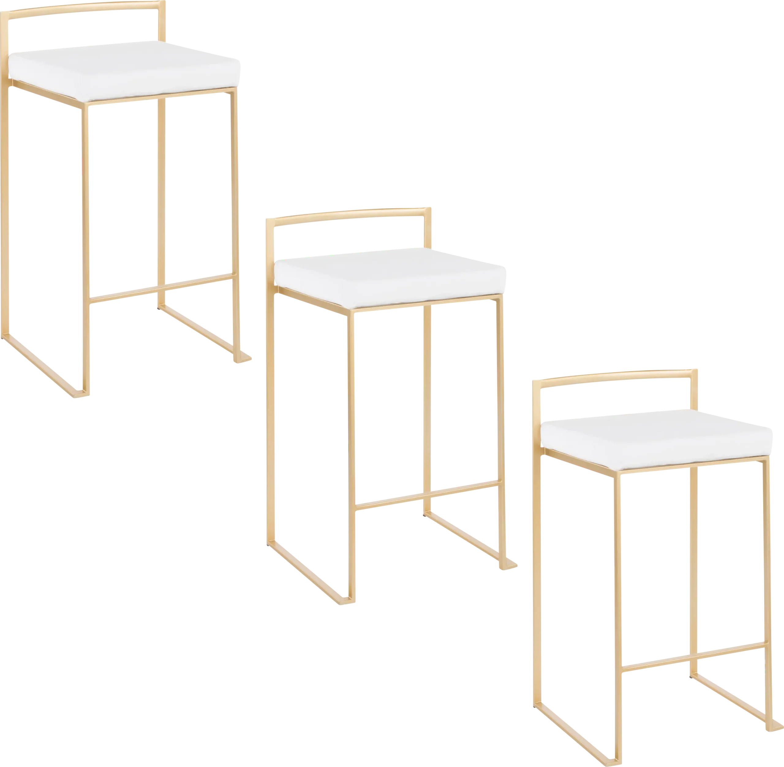 Birdlake VIII White Counter Height Stool, Set of 3
