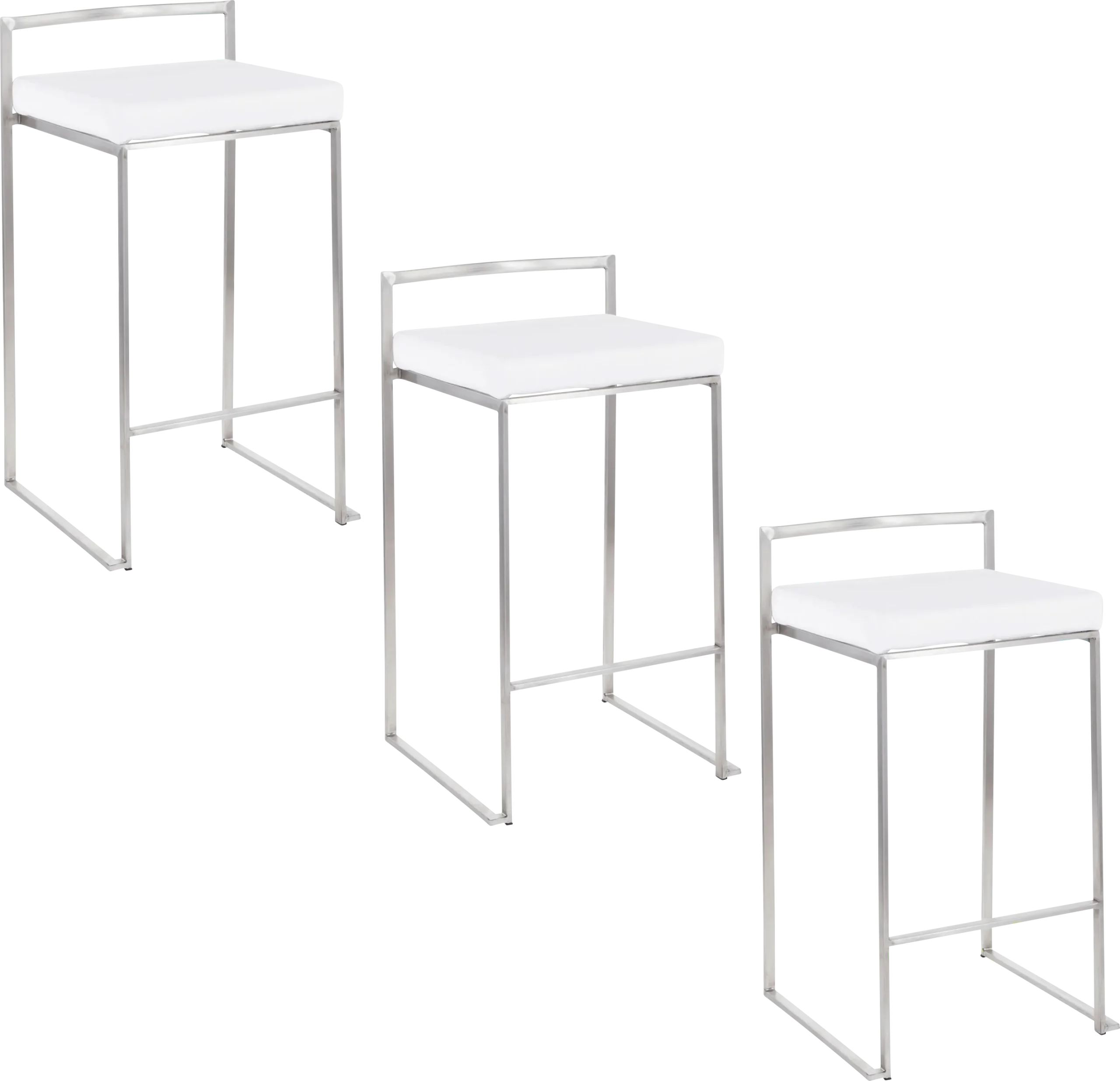 Birdlake IX White Counter Height Stool, Set of 3