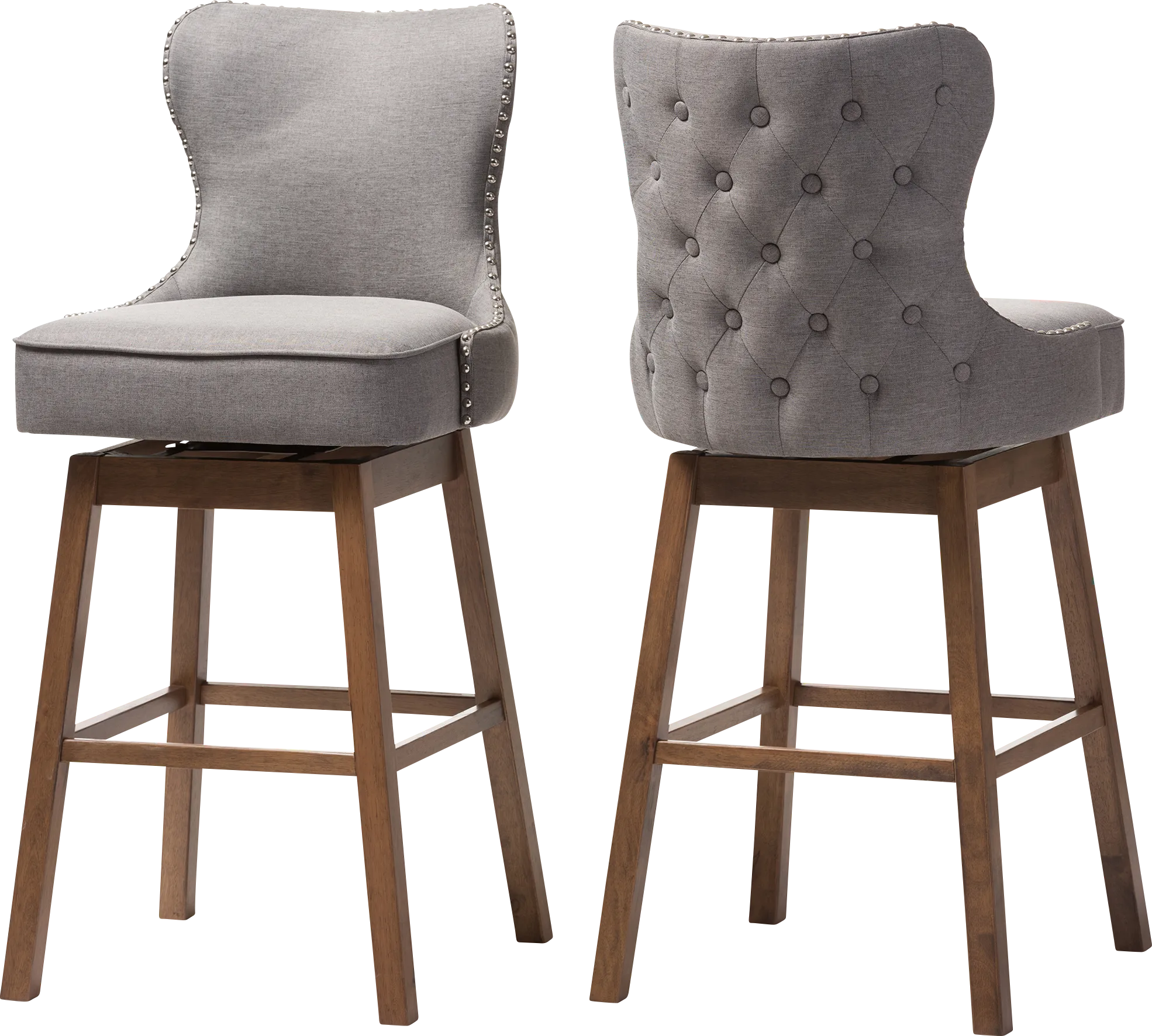 Bethpagea Gray Swivel Barstool, Set of 2