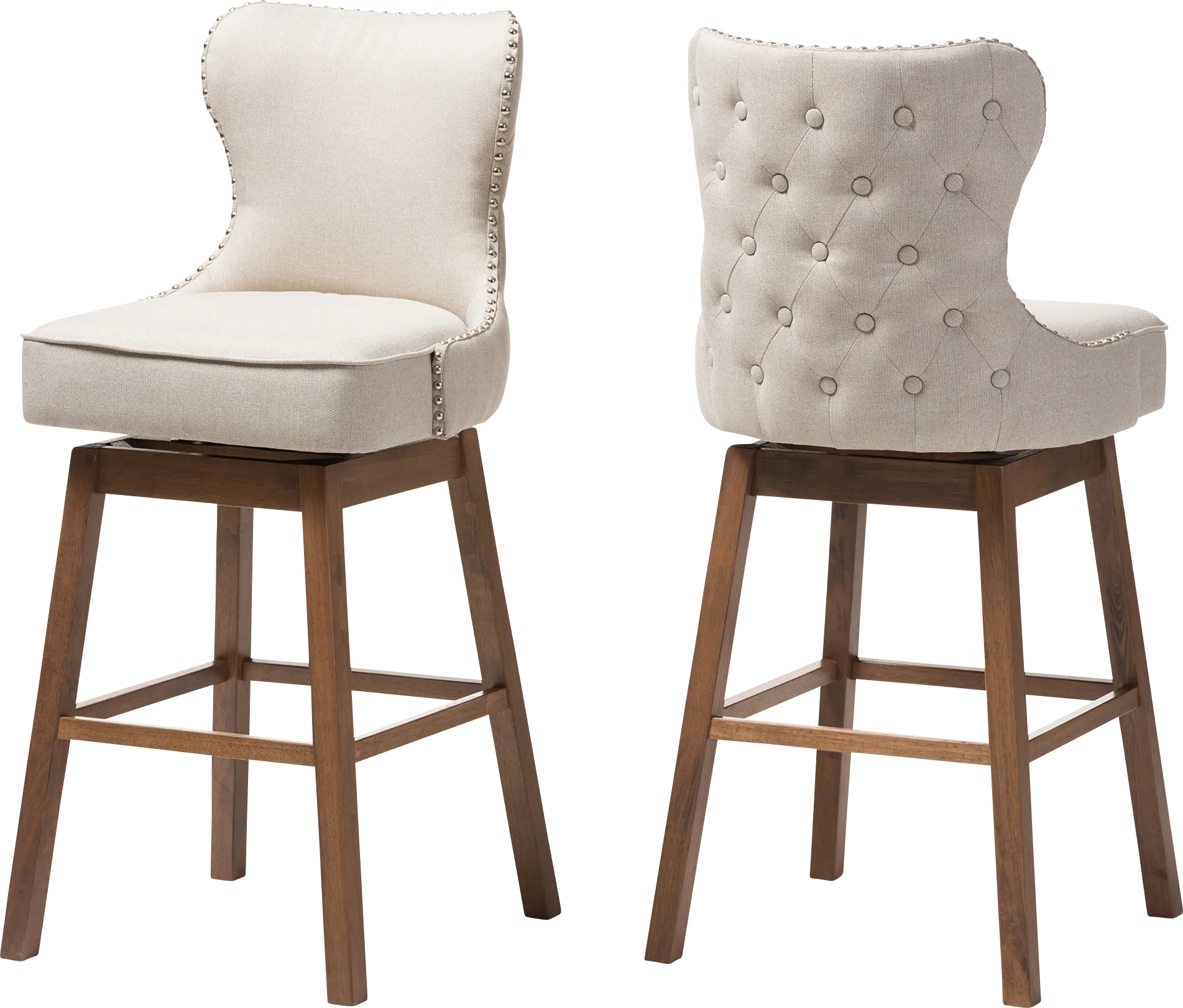 Bethpagea Beige Swivel Barstool, Set of 2