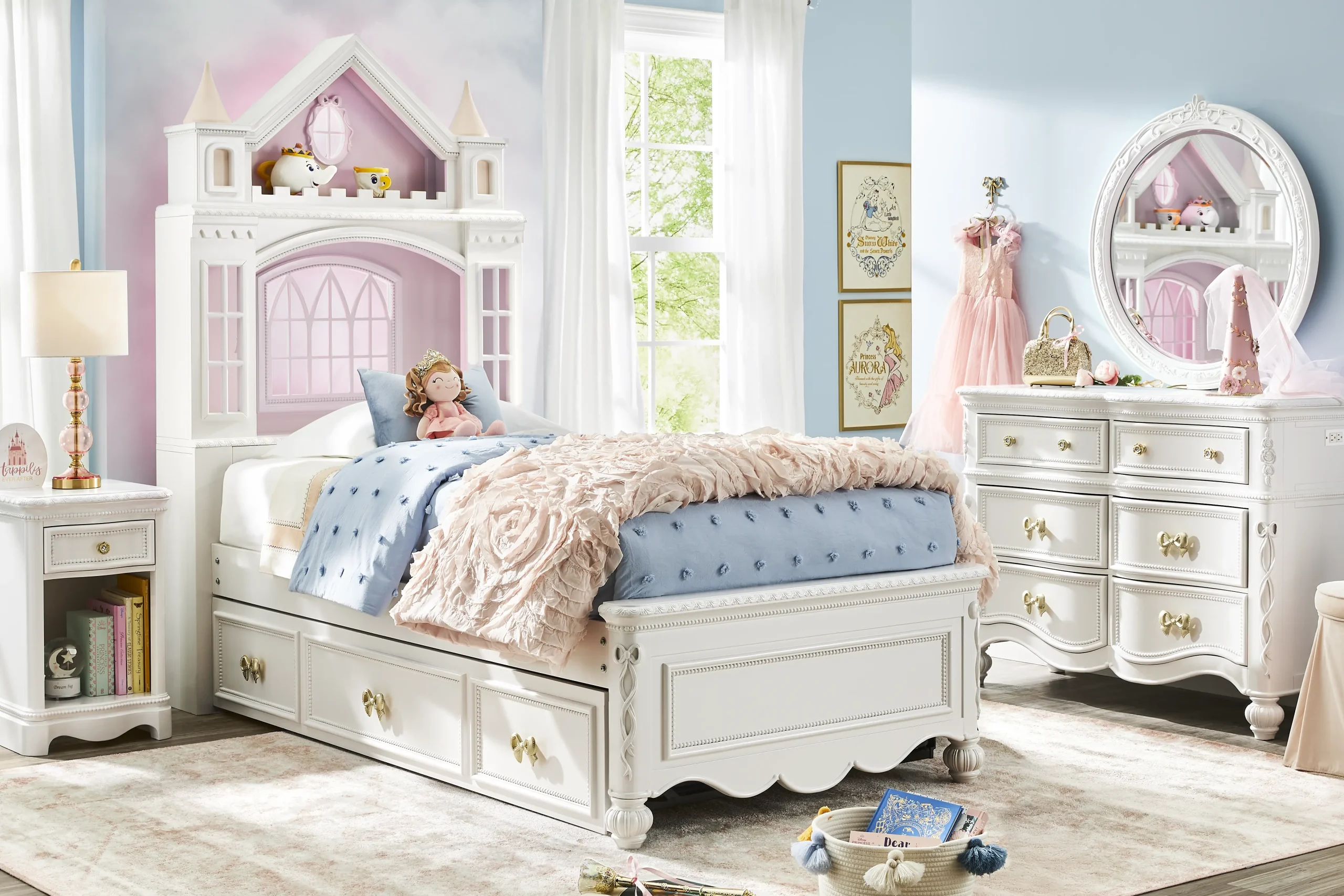 Disney Princess Sparkle White Full Castle Bedroom