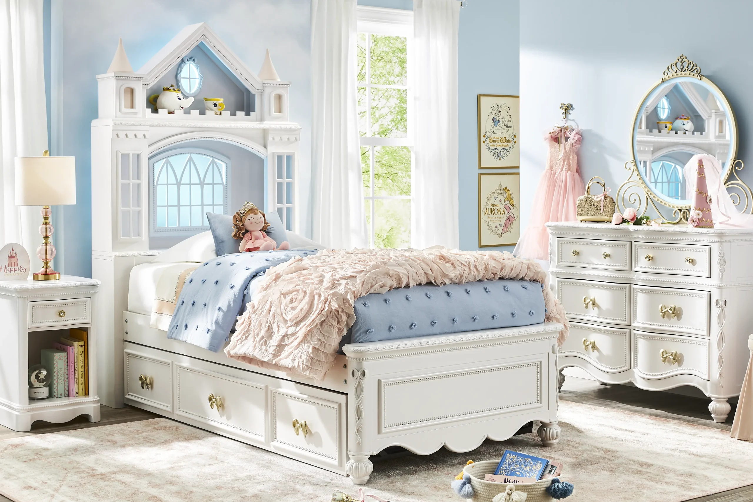 Disney Princess Sparkle White Twin Castle Bedroom