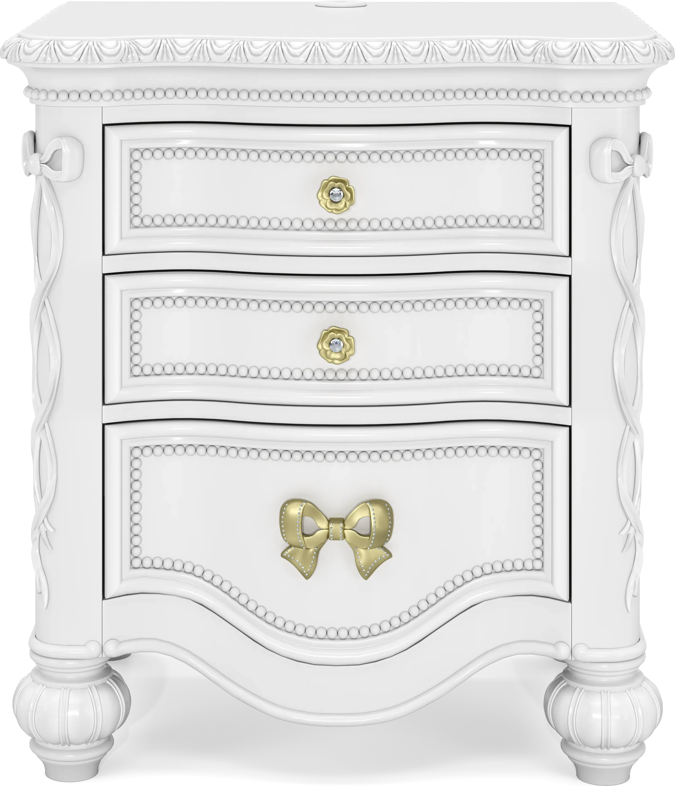 Disney Princess Sparkle White 3 Drawer Nightstand