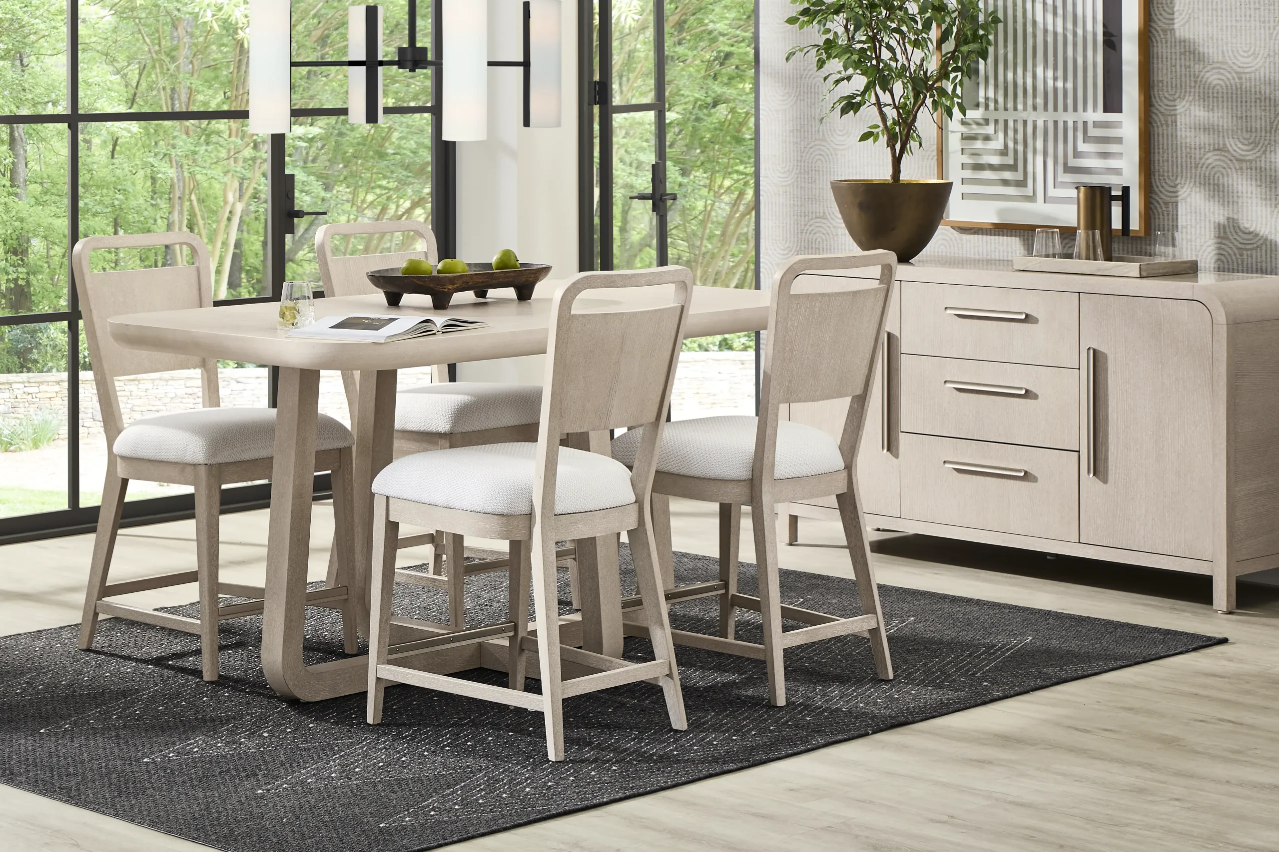 Canyon Light Gray 5 Pc Counter Height Dining Room with Panel Back Chairs