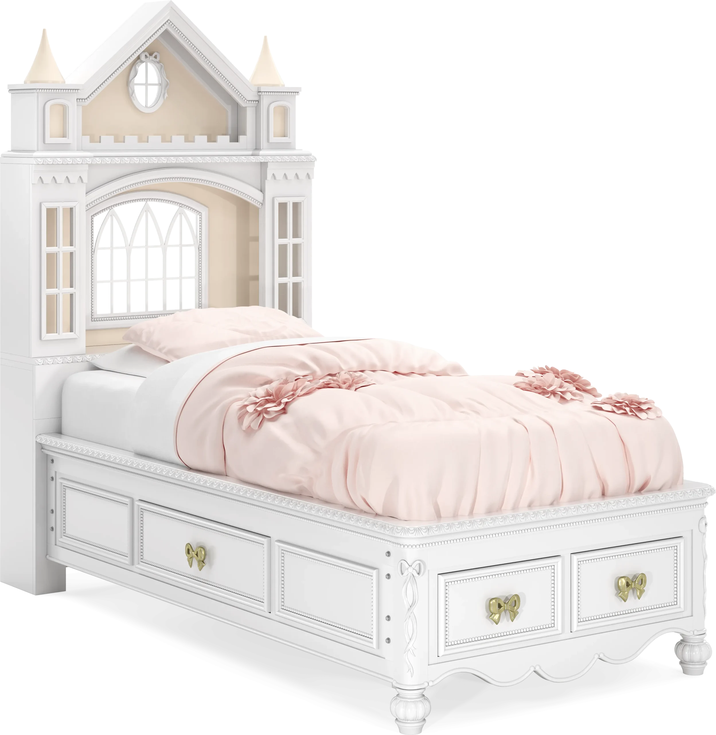 Disney Princess Sparkle White Twin Castle Storage Bed
