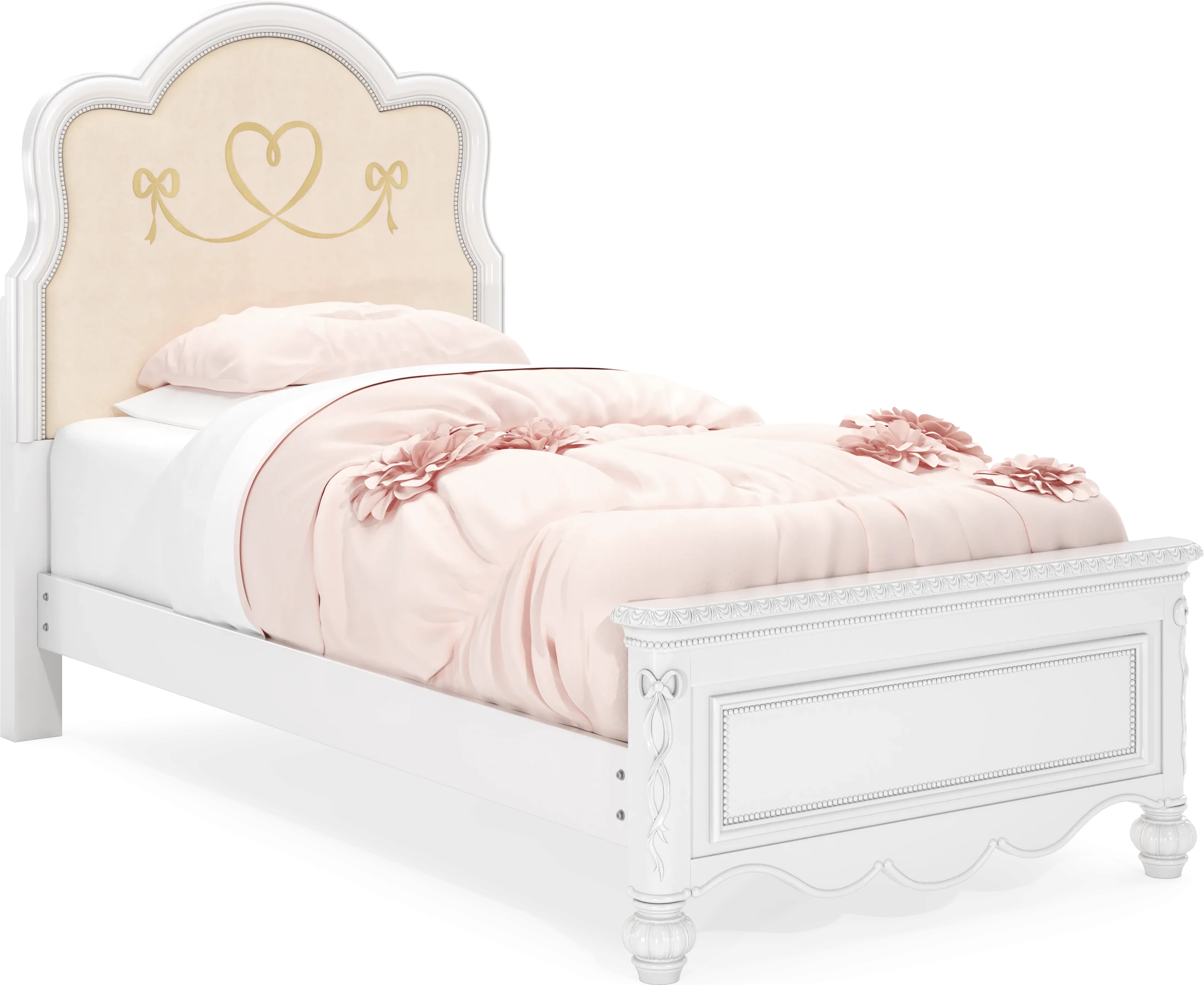 Disney Princess Sparkle White Twin Upholstered Panel Bed