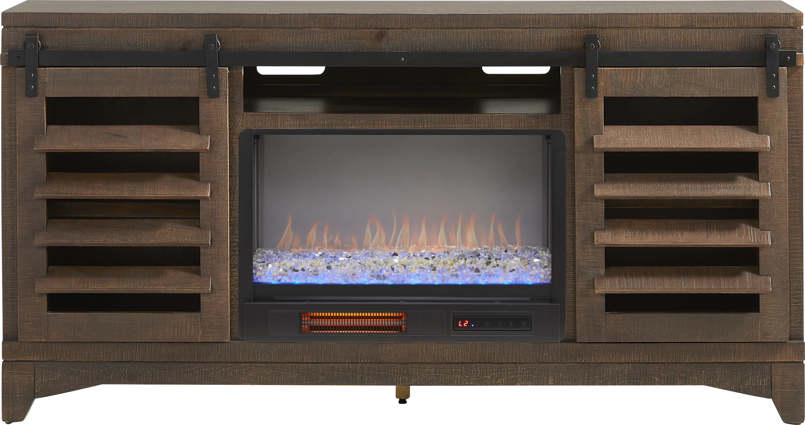 Canoe Creek Brown 66 in. Console with Electric Fireplace