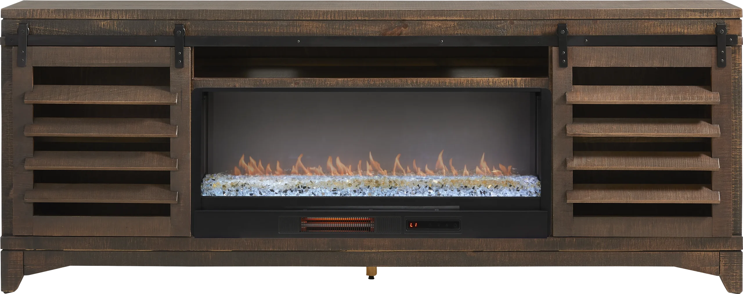 Canoe Creek Brown 88 in. Console with Electric Fireplace